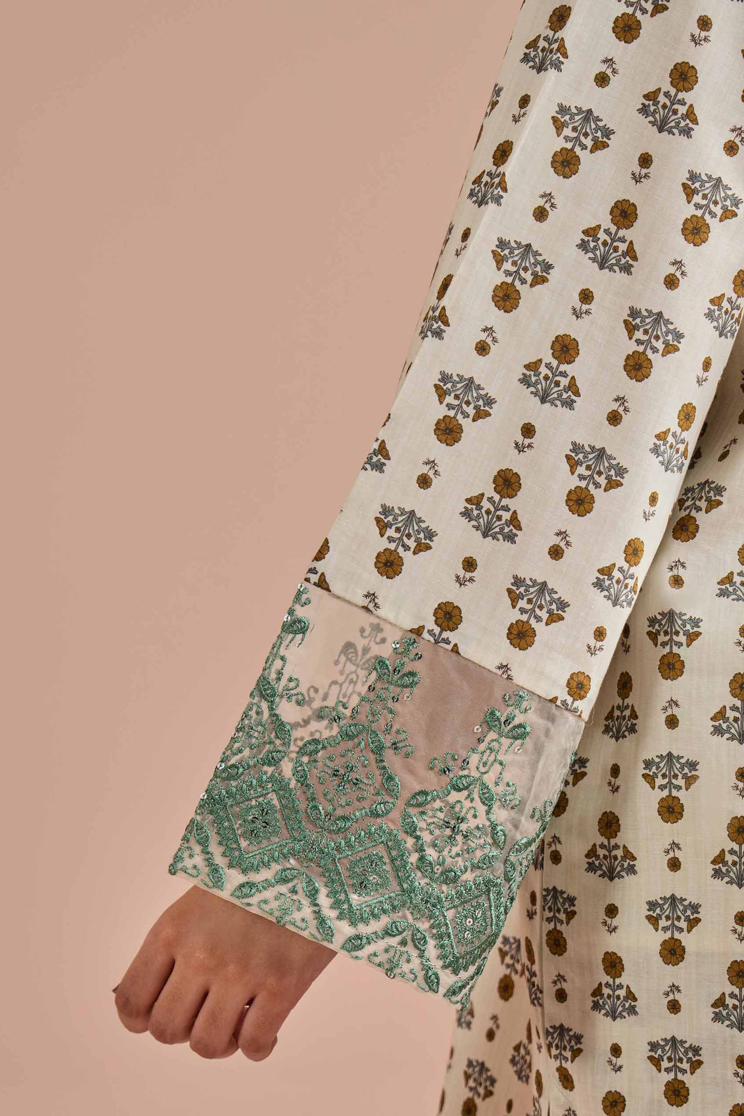 2 Piece - Printed Embroidered Suit - PE26-214 Grey Cambric 2PC Embroidered READY TO WEAR