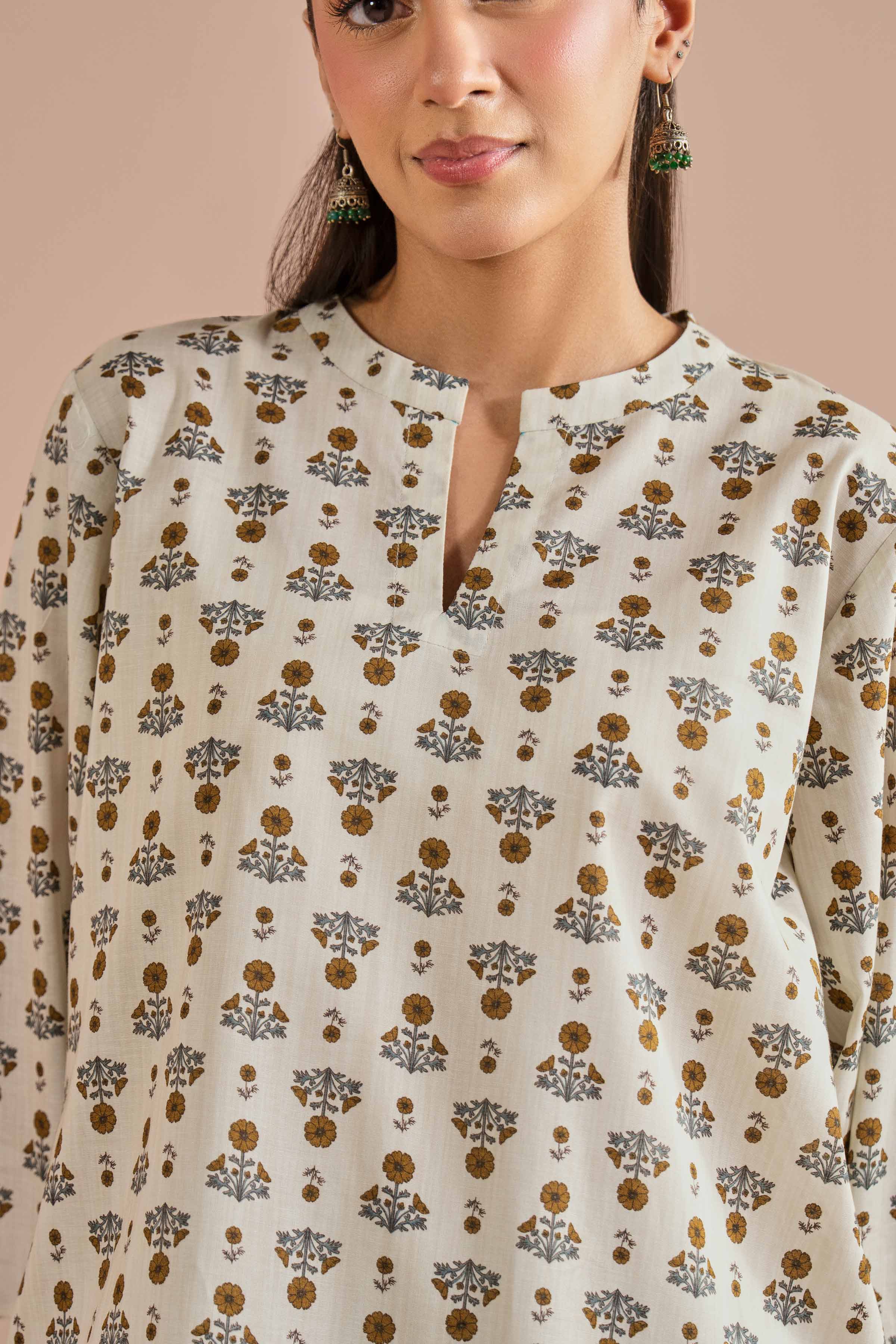 2 Piece - Printed Embroidered Suit - PE26-214 Grey Cambric 2PC Embroidered READY TO WEAR