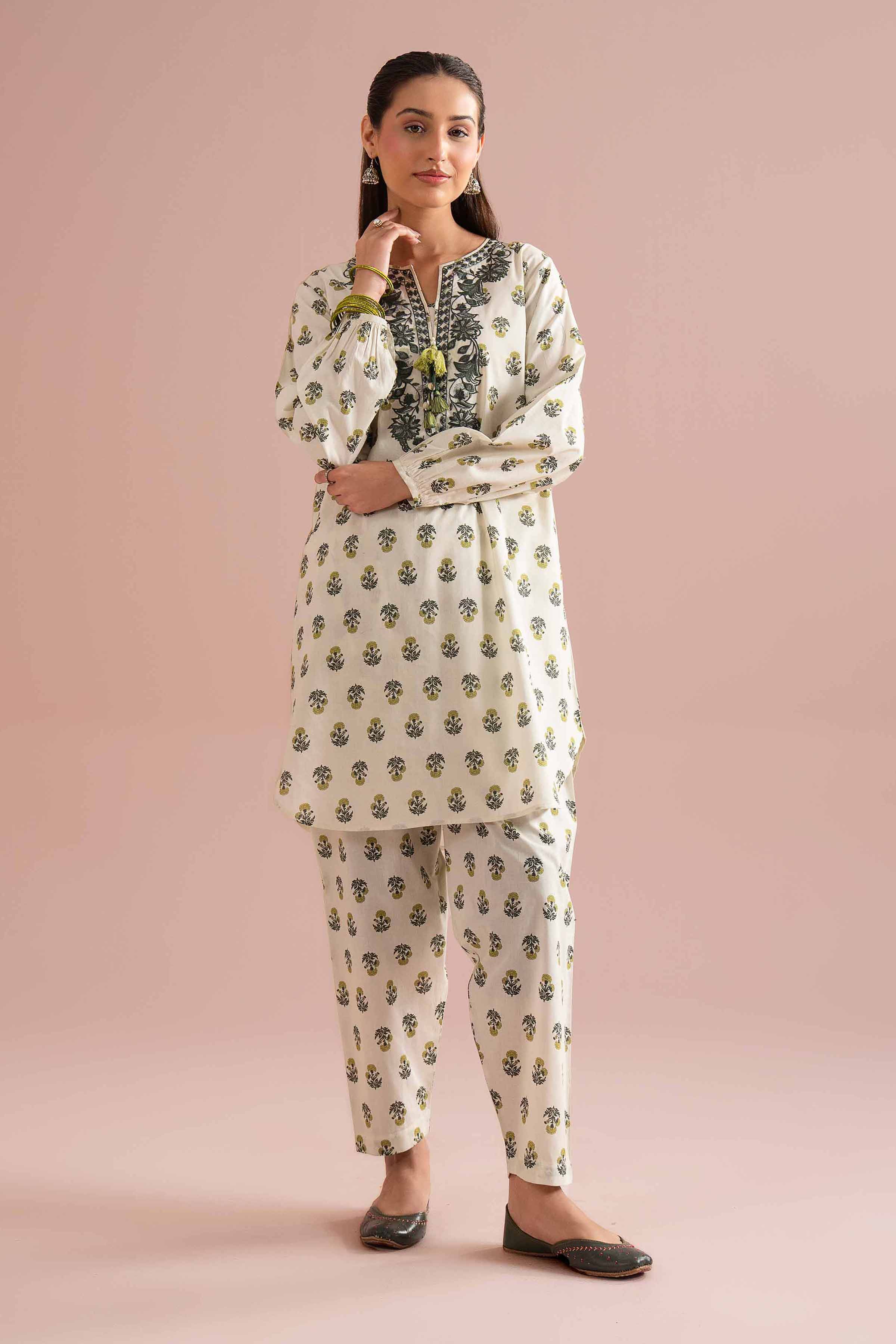 2 Piece - Printed Embroidered Suit - PE26-215