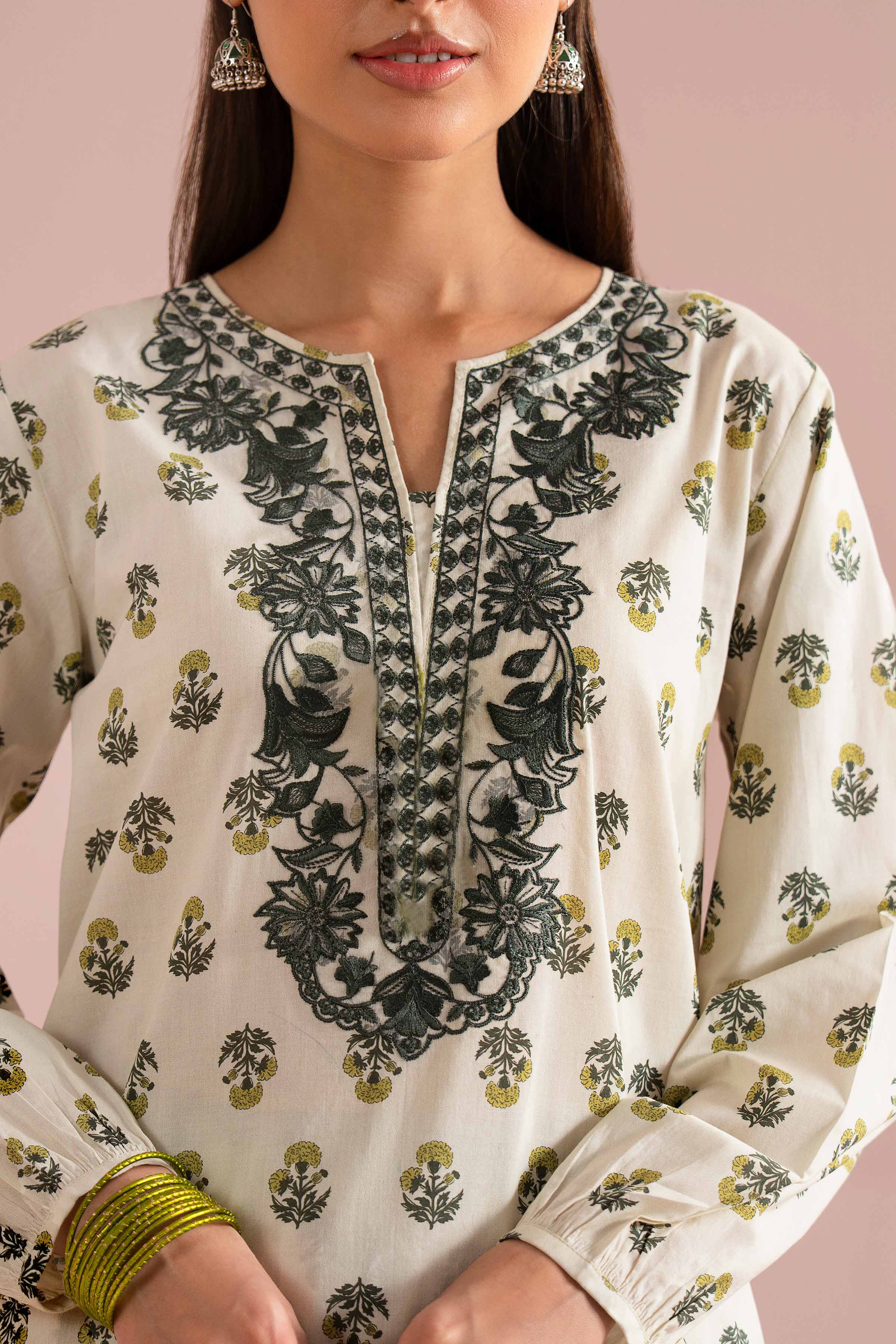 2 Piece - Printed Embroidered Suit - PE26-215