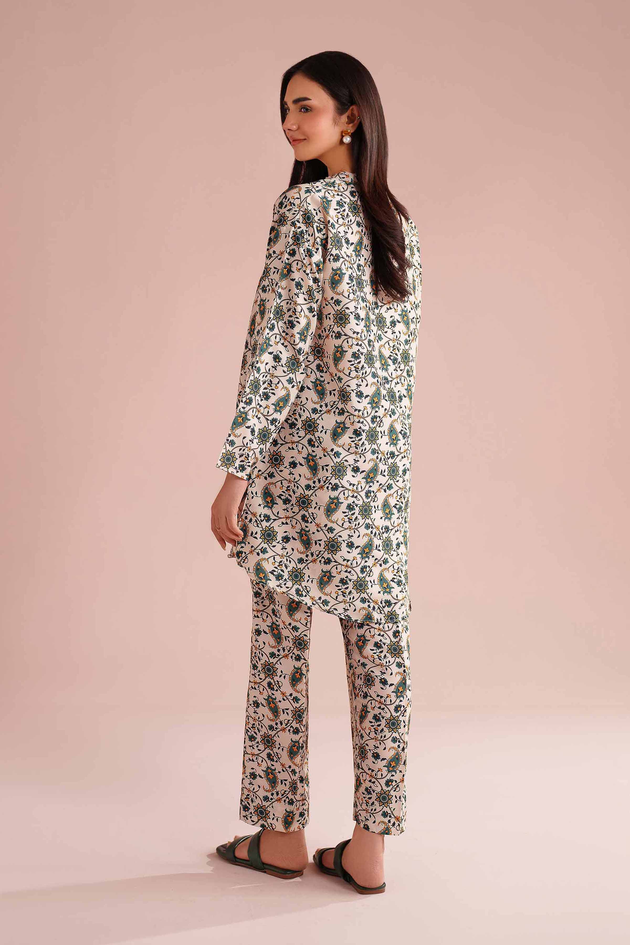 2 Piece - Printed Suit - PE26-22 NishatUAE Beige Lawn 2PC Printed Ready To Wear