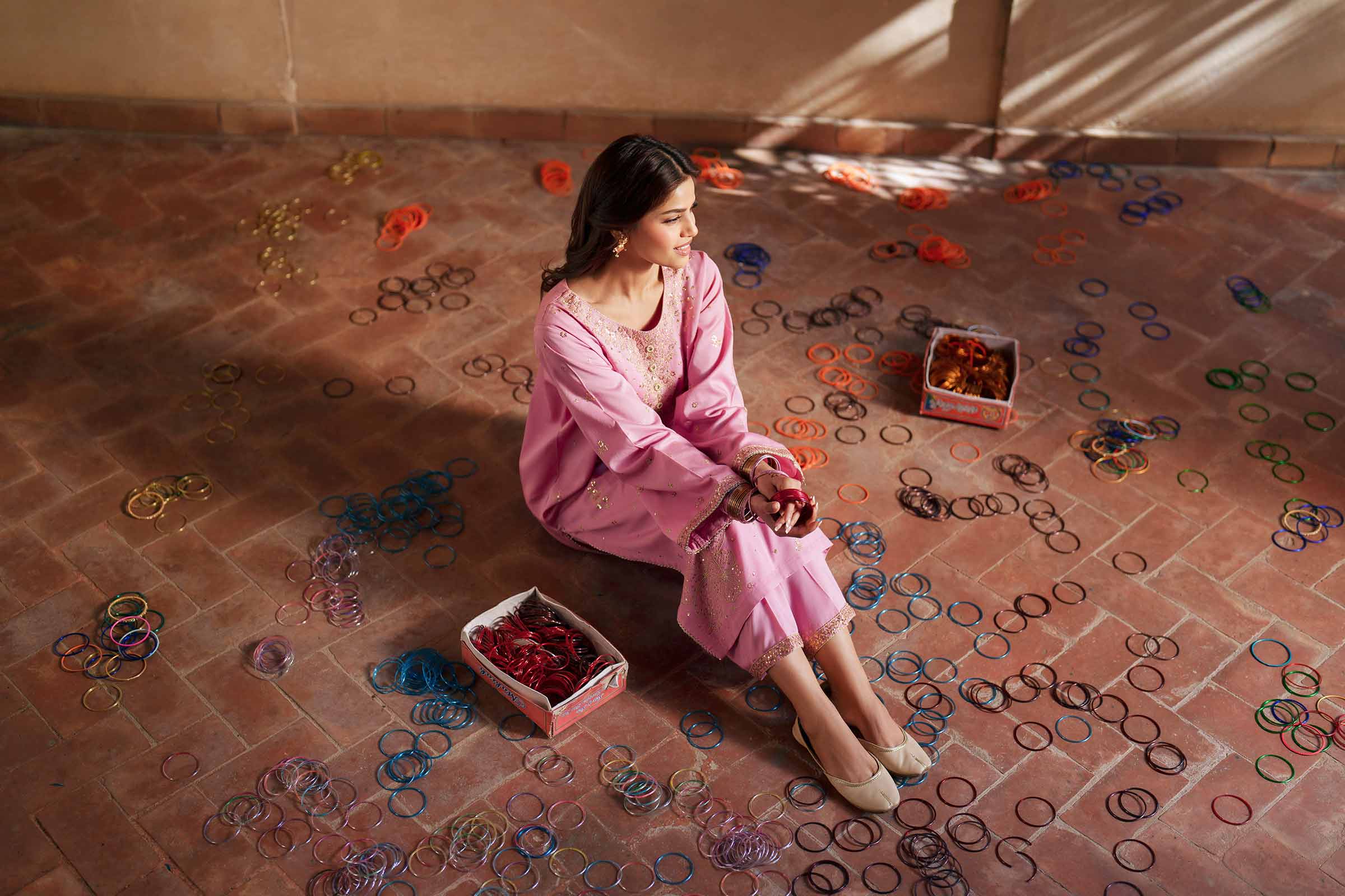 2 Piece - Embroidered Suit - PE26-248 Pink Cotton 2PC Embroidered READY TO WEAR