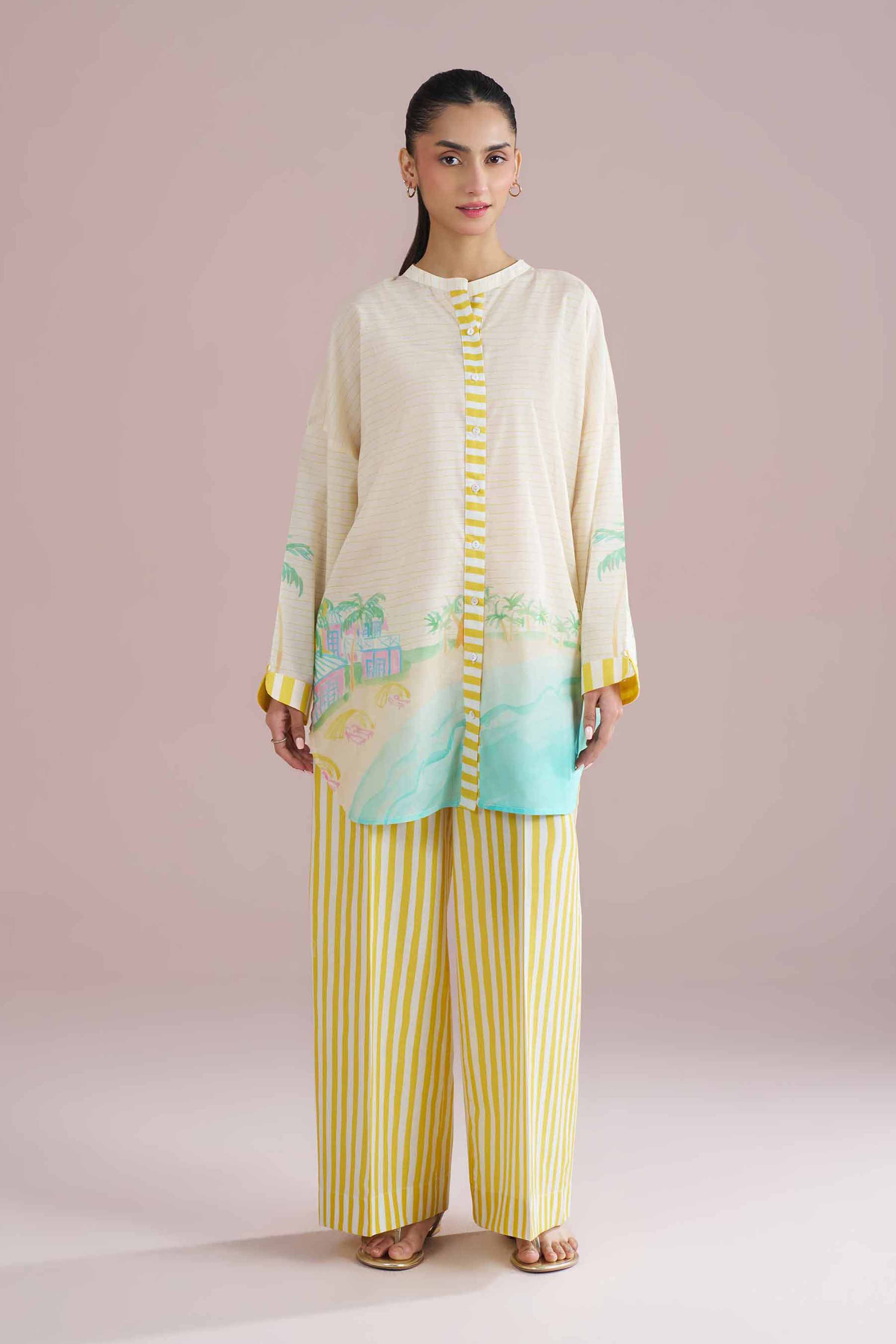 2 Piece - Printed Suit - PE26-264 Beige Lawn 2PC Printed READY TO WEAR