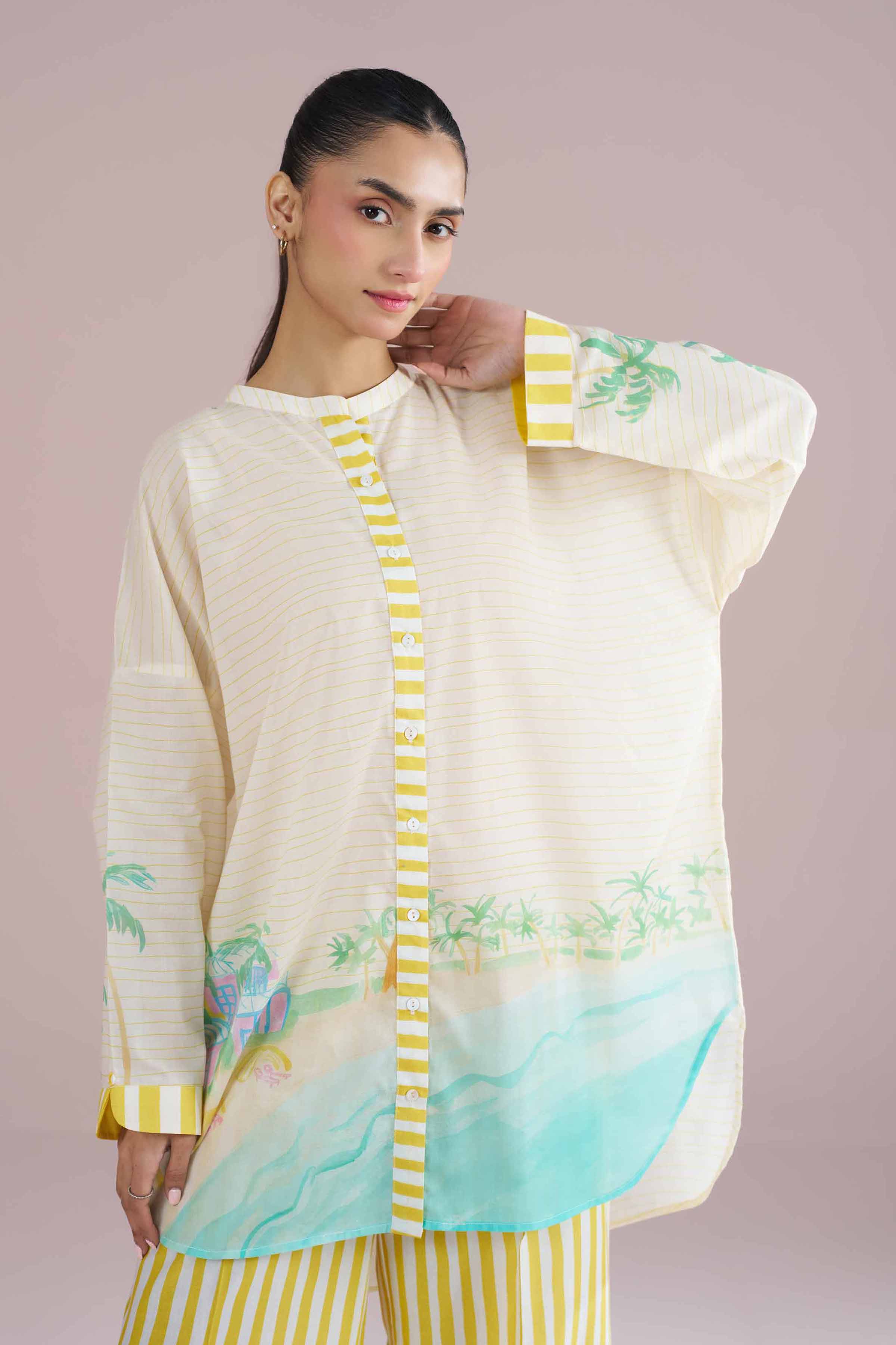 2 Piece - Printed Suit - PE26-264 Beige Lawn 2PC Printed READY TO WEAR