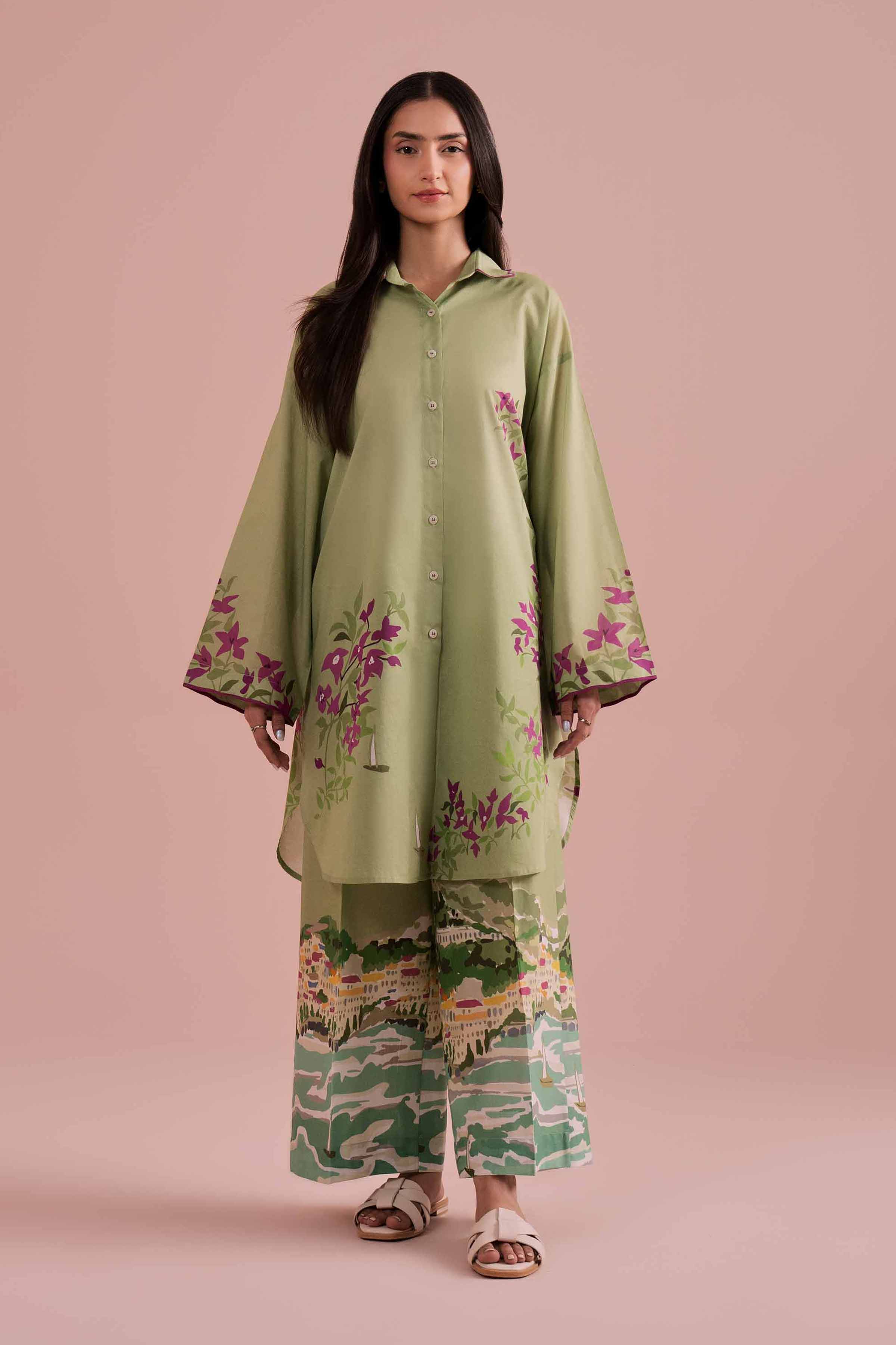 2 Piece - Printed Suit - PE26-265 Green Lawn 2PC Printed READY TO WEAR
