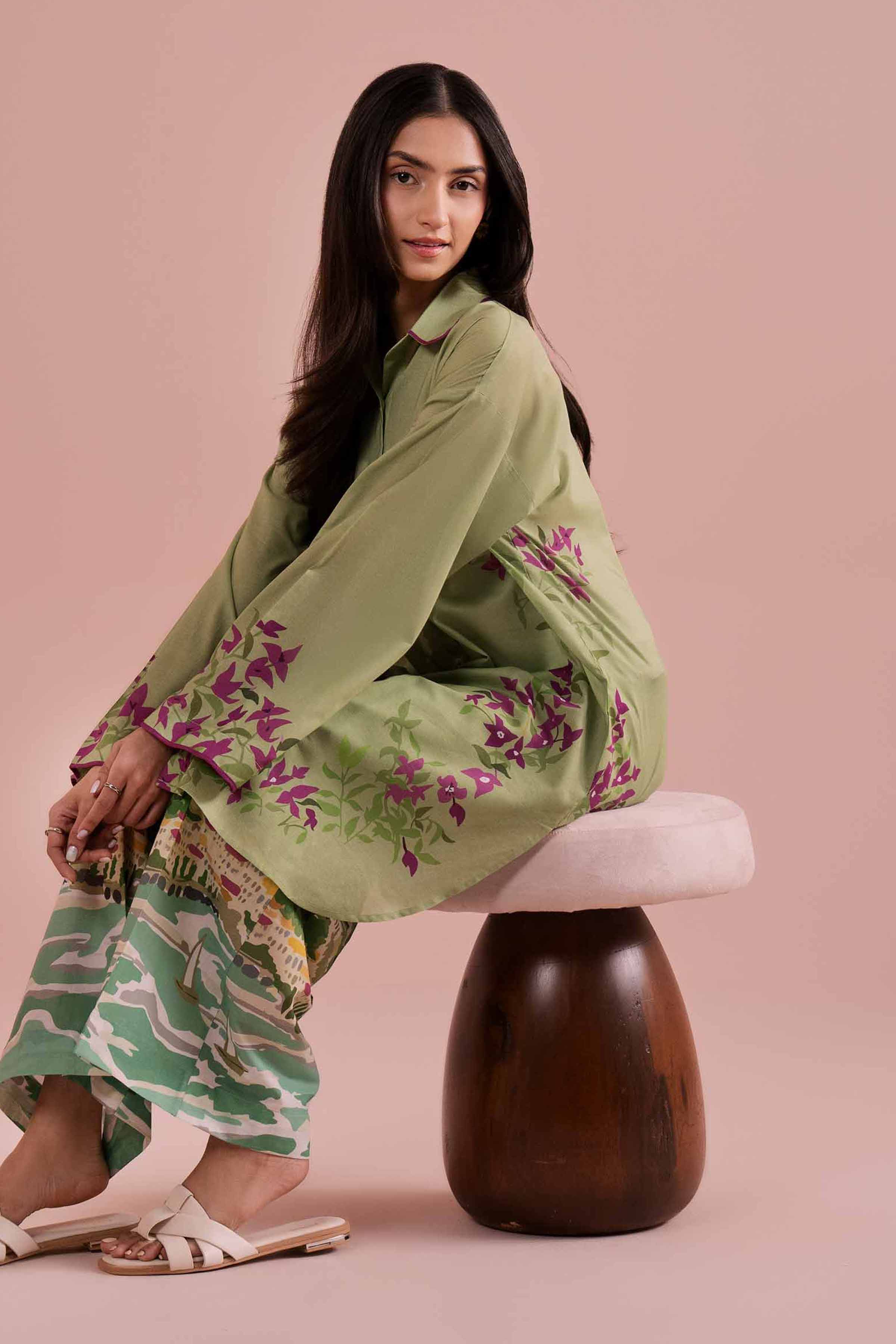 2 Piece - Printed Suit - PE26-265 Green Lawn 2PC Printed READY TO WEAR