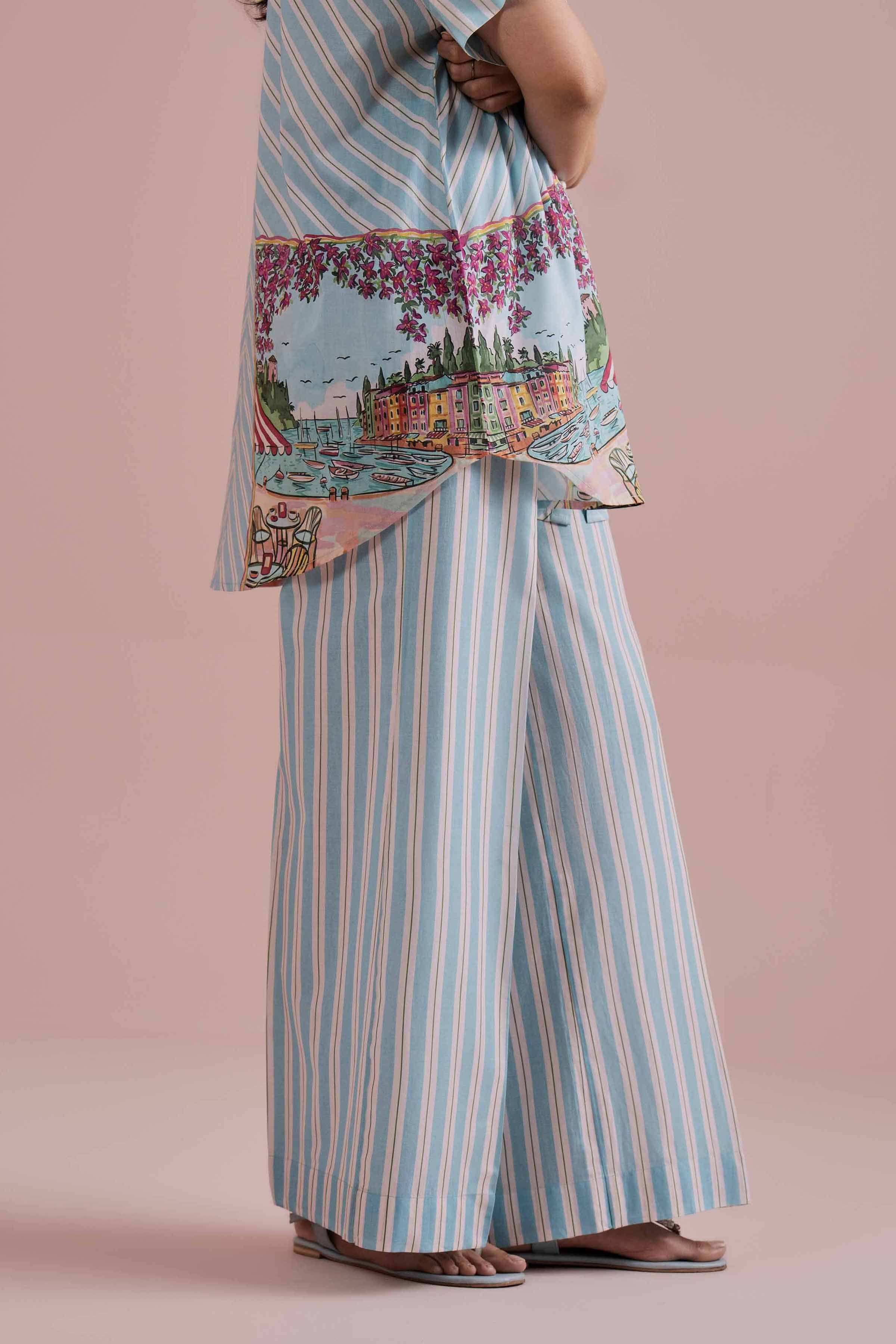 2 Piece - Printed Suit - PE26-267 Blue Lawn 2PC Printed READY TO WEAR