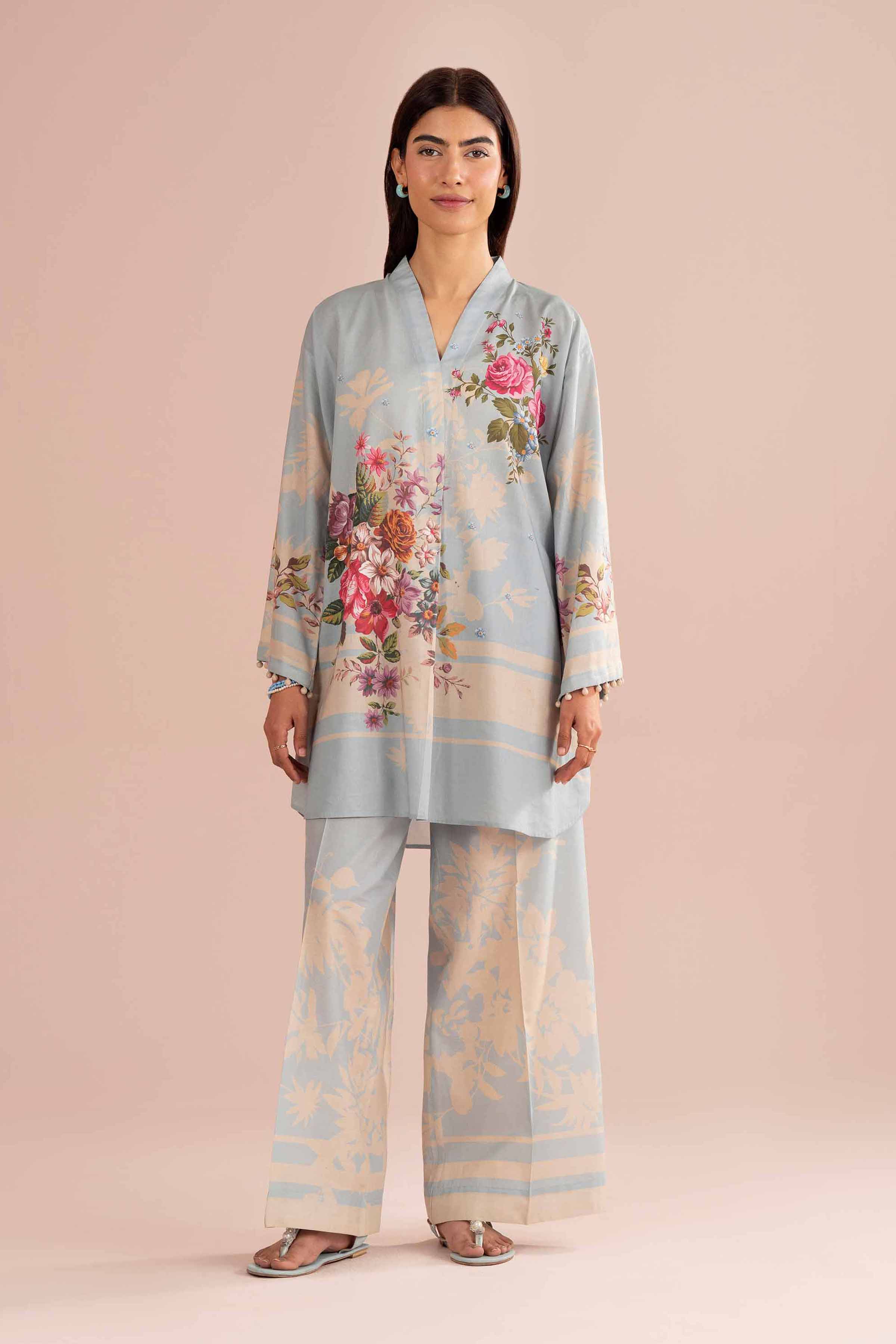 2 Piece - Printed Suit - PE26-270 Blue Lawn 2PC Printed READY TO WEAR