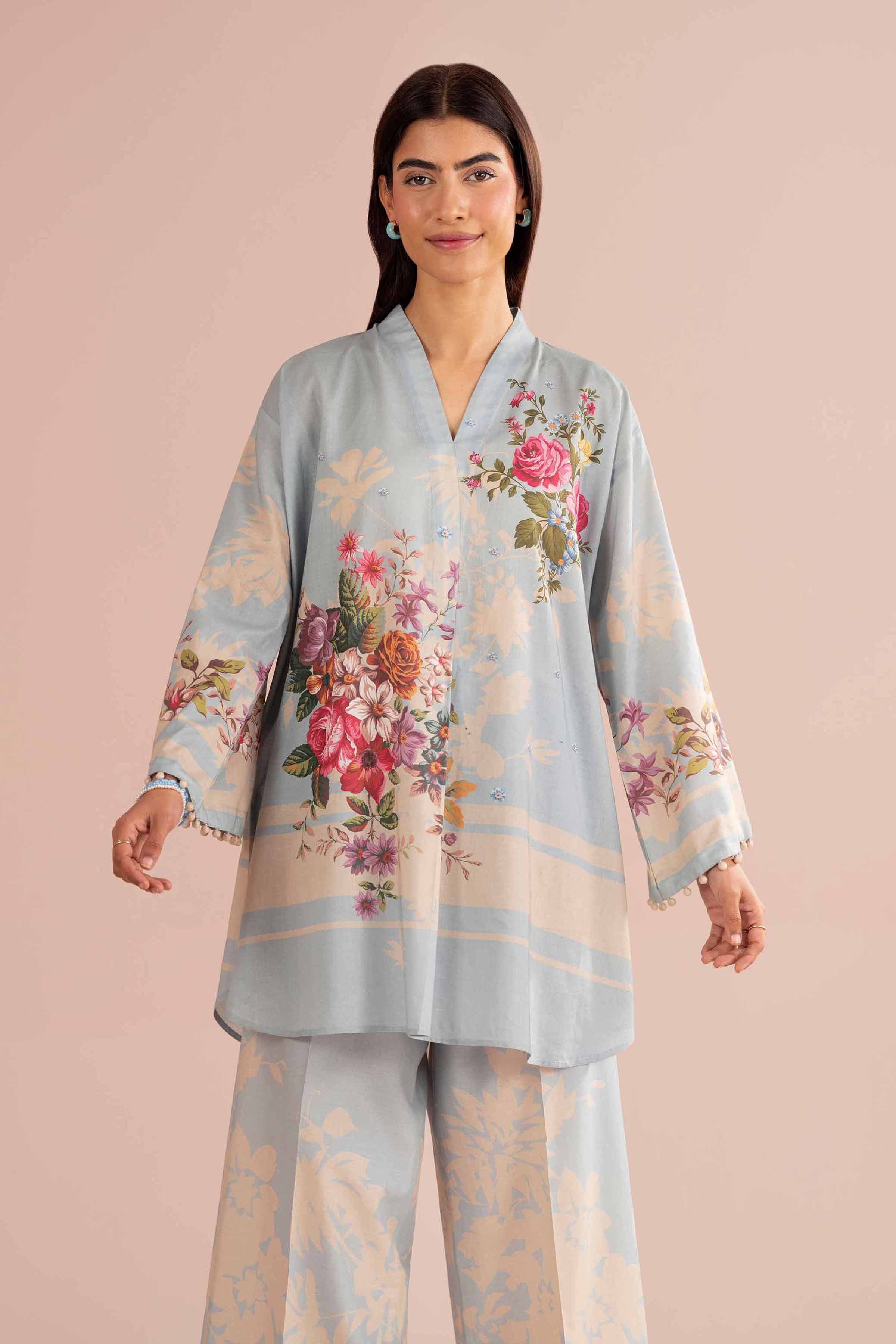 2 Piece - Printed Suit - PE26-270 Blue Lawn 2PC Printed READY TO WEAR