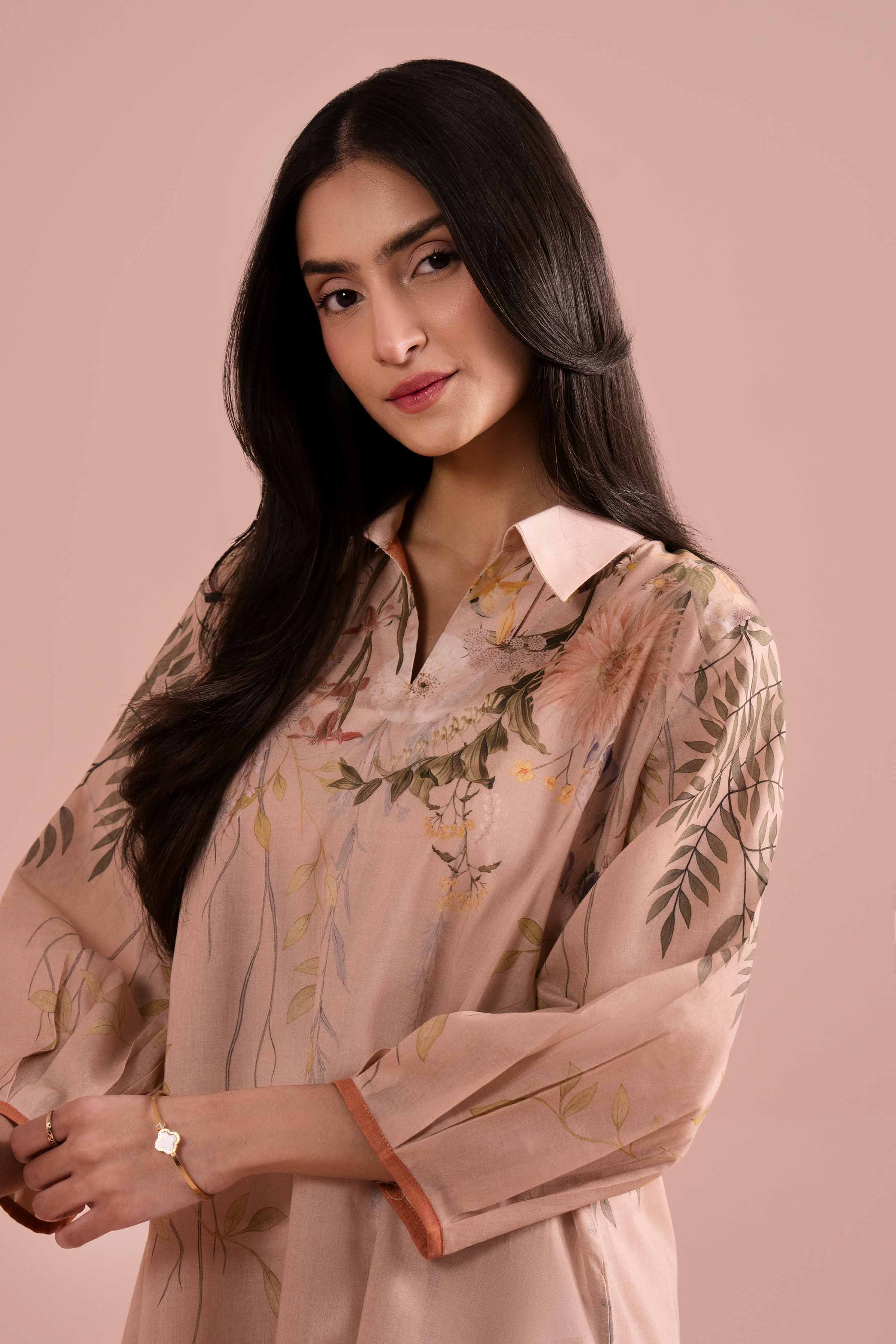 2 Piece - Printed Suit - PE26-271 Beige Lawn 2PC Printed READY TO WEAR