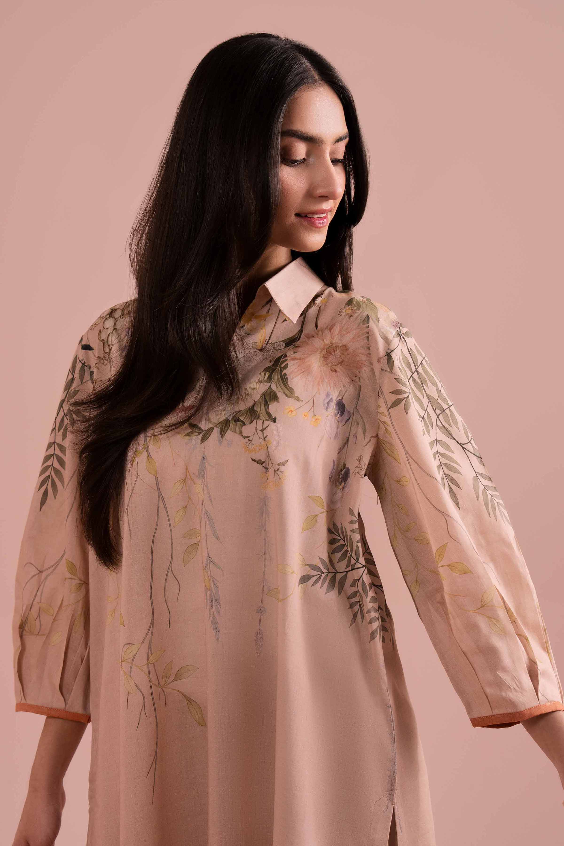 2 Piece - Printed Suit - PE26-271 Beige Lawn 2PC Printed READY TO WEAR