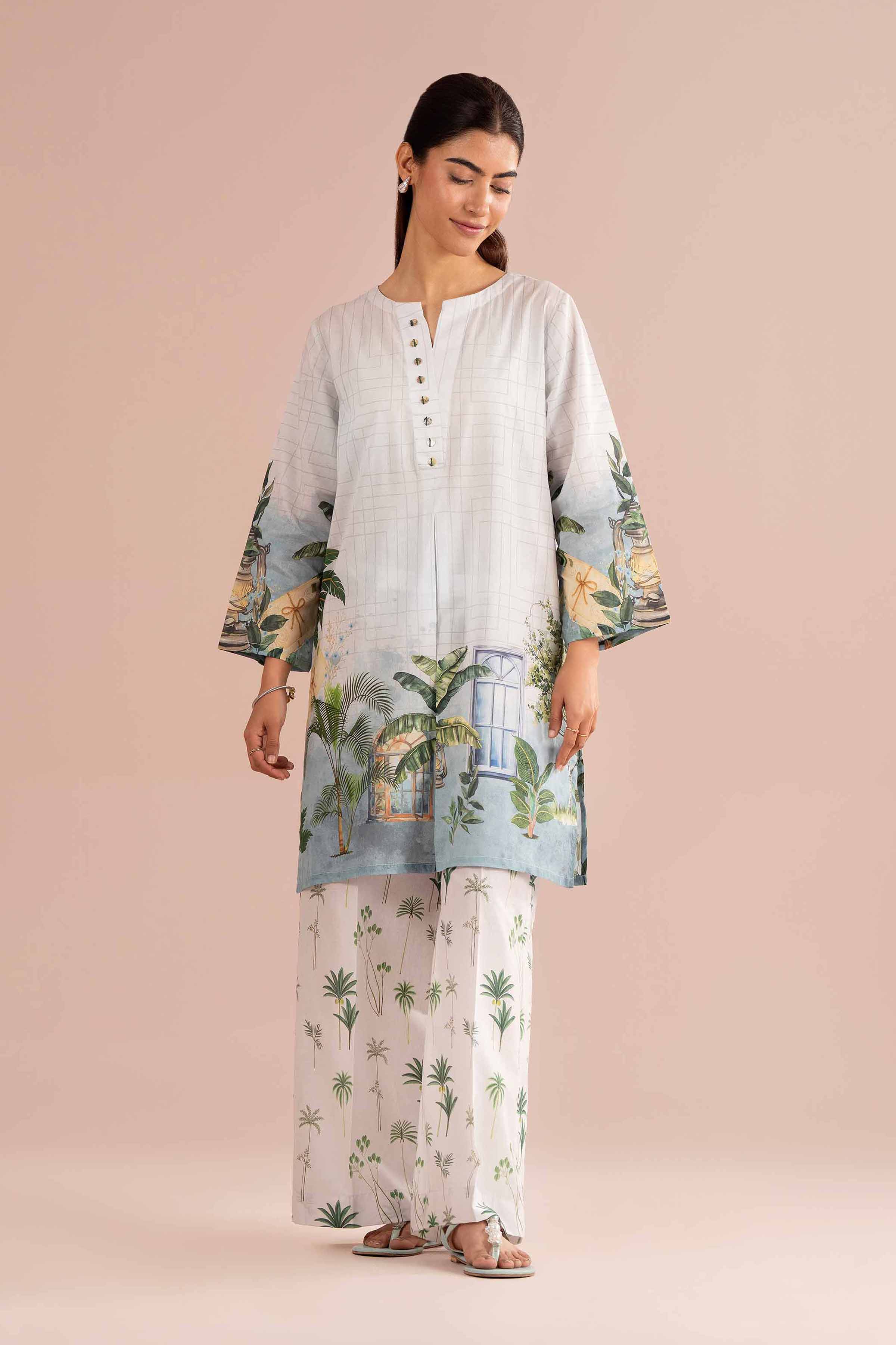 2 Piece - Printed Suit - PE26-272 Grey Lawn 2PC Printed READY TO WEAR