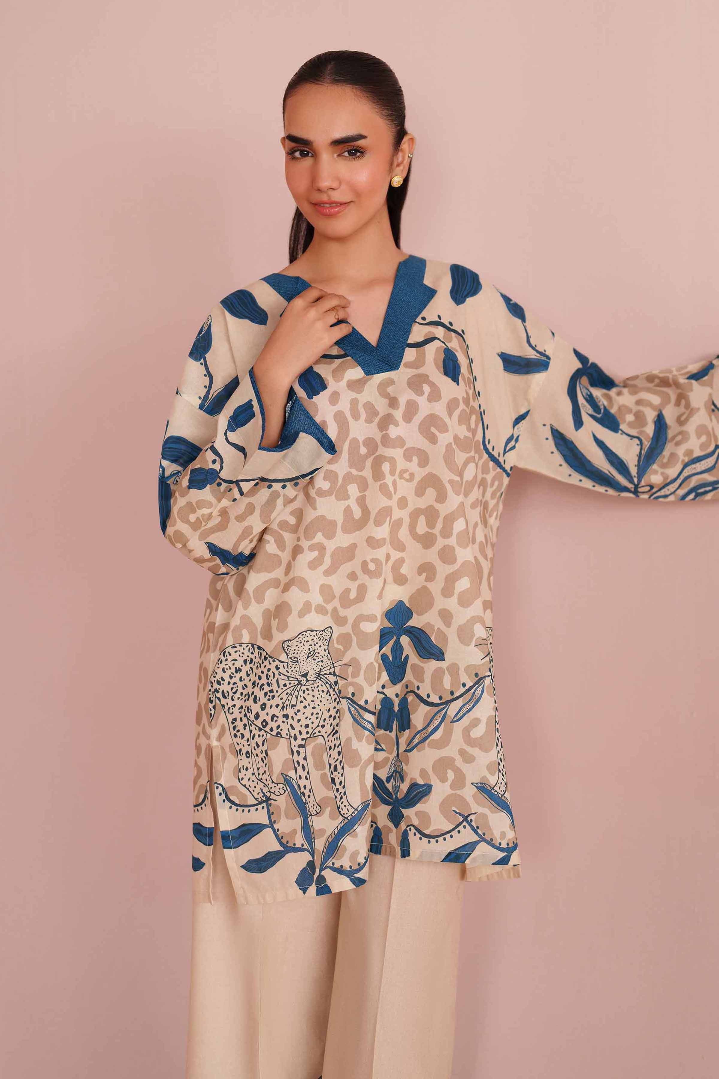 2 Piece - Printed Suit - PE26-274 Beige Lawn 2PC Printed READY TO WEAR