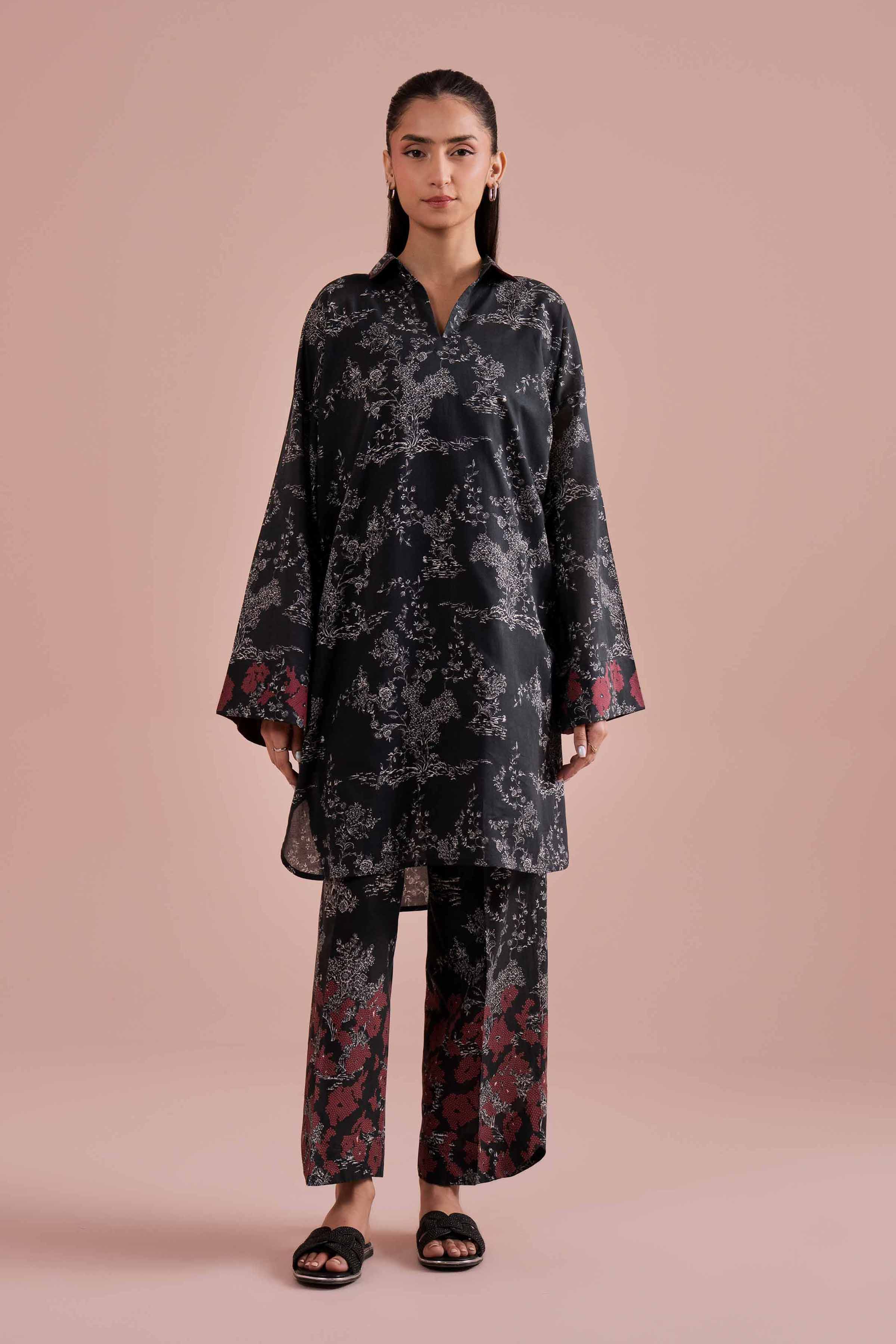 2 Piece - Printed Suit - PE26-277 Black Lawn 2PC Printed READY TO WEAR