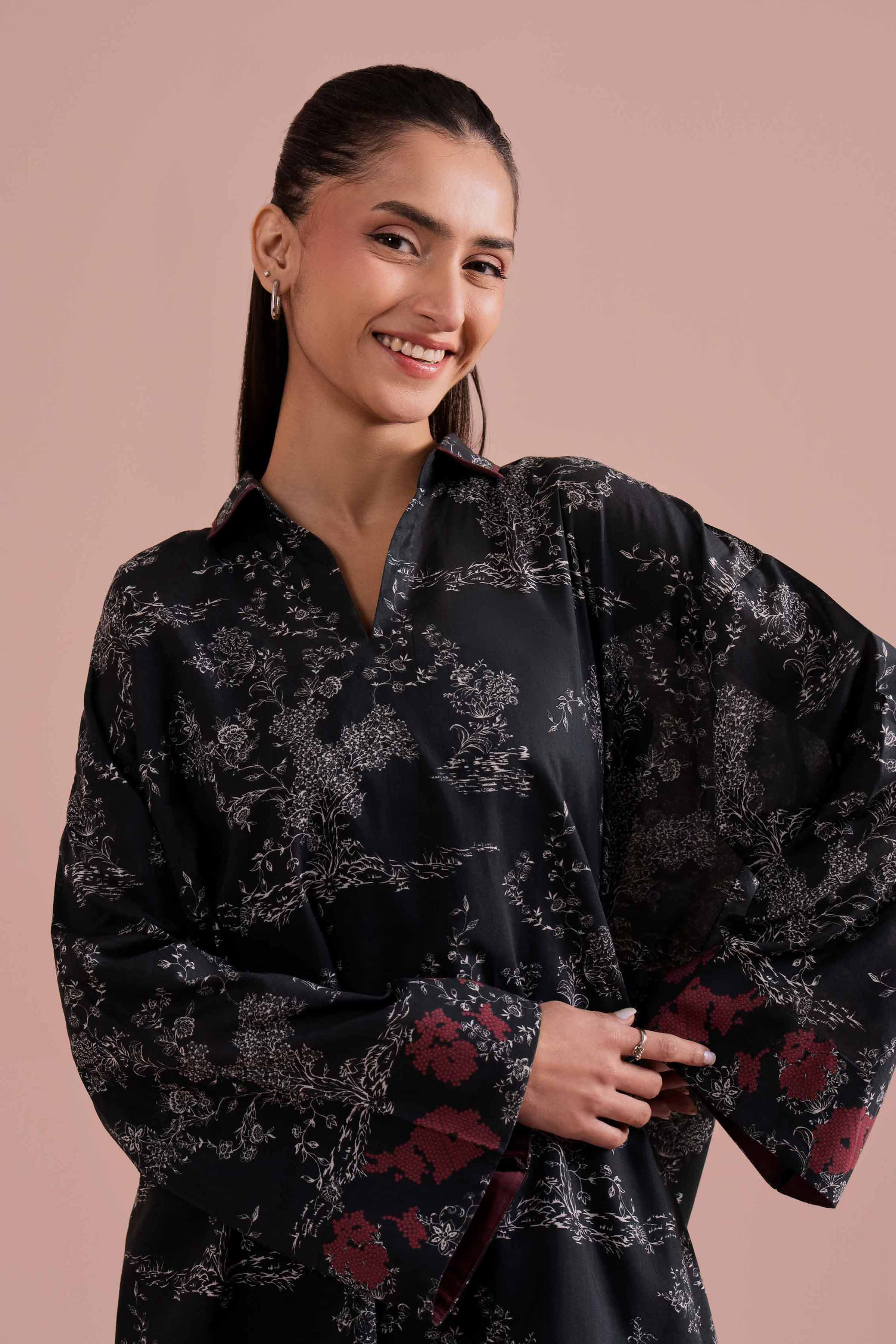 2 Piece - Printed Suit - PE26-277 Black Lawn 2PC Printed READY TO WEAR