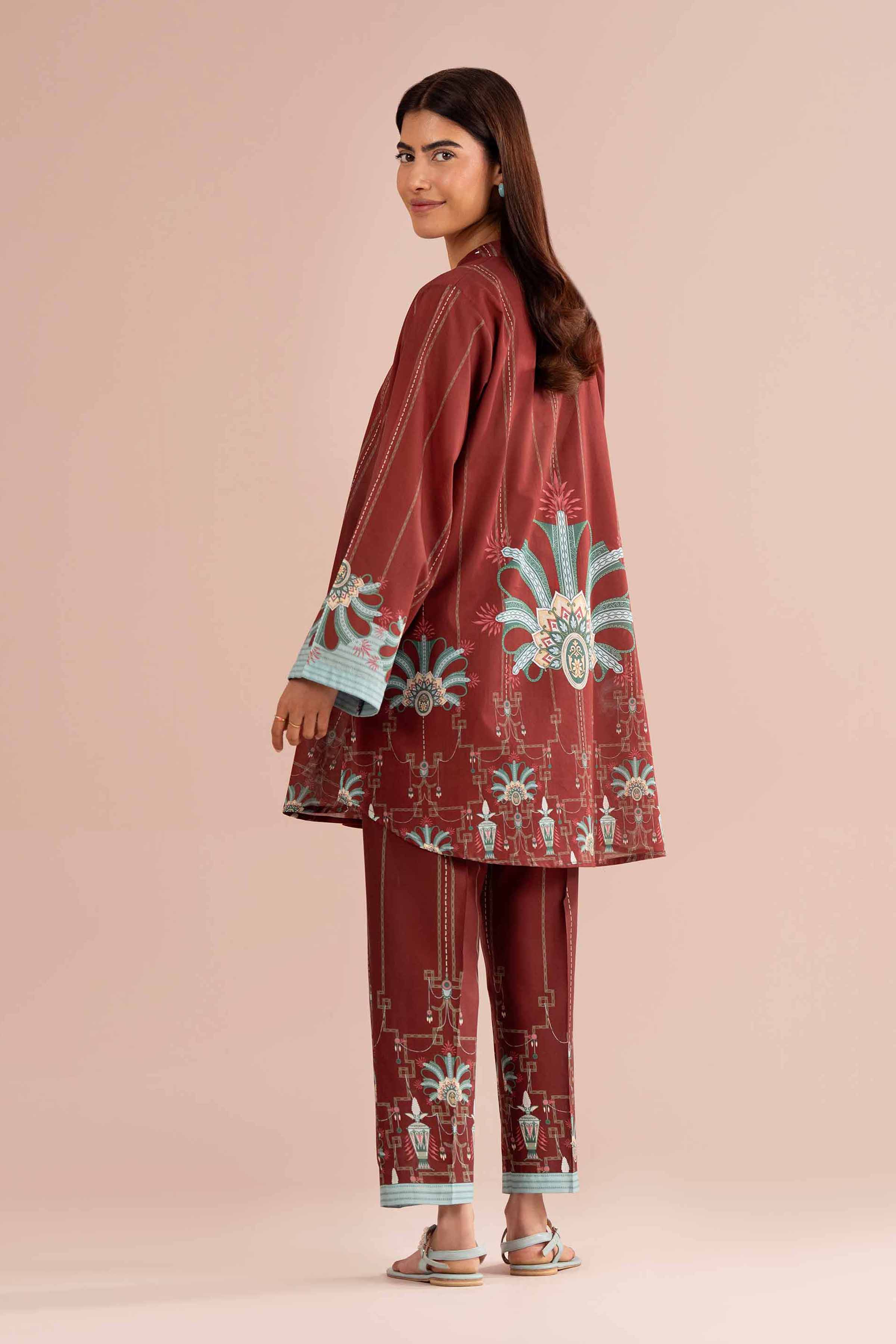 2 Piece - Printed Suit - PE26-279 Red Lawn 2PC Printed READY TO WEAR