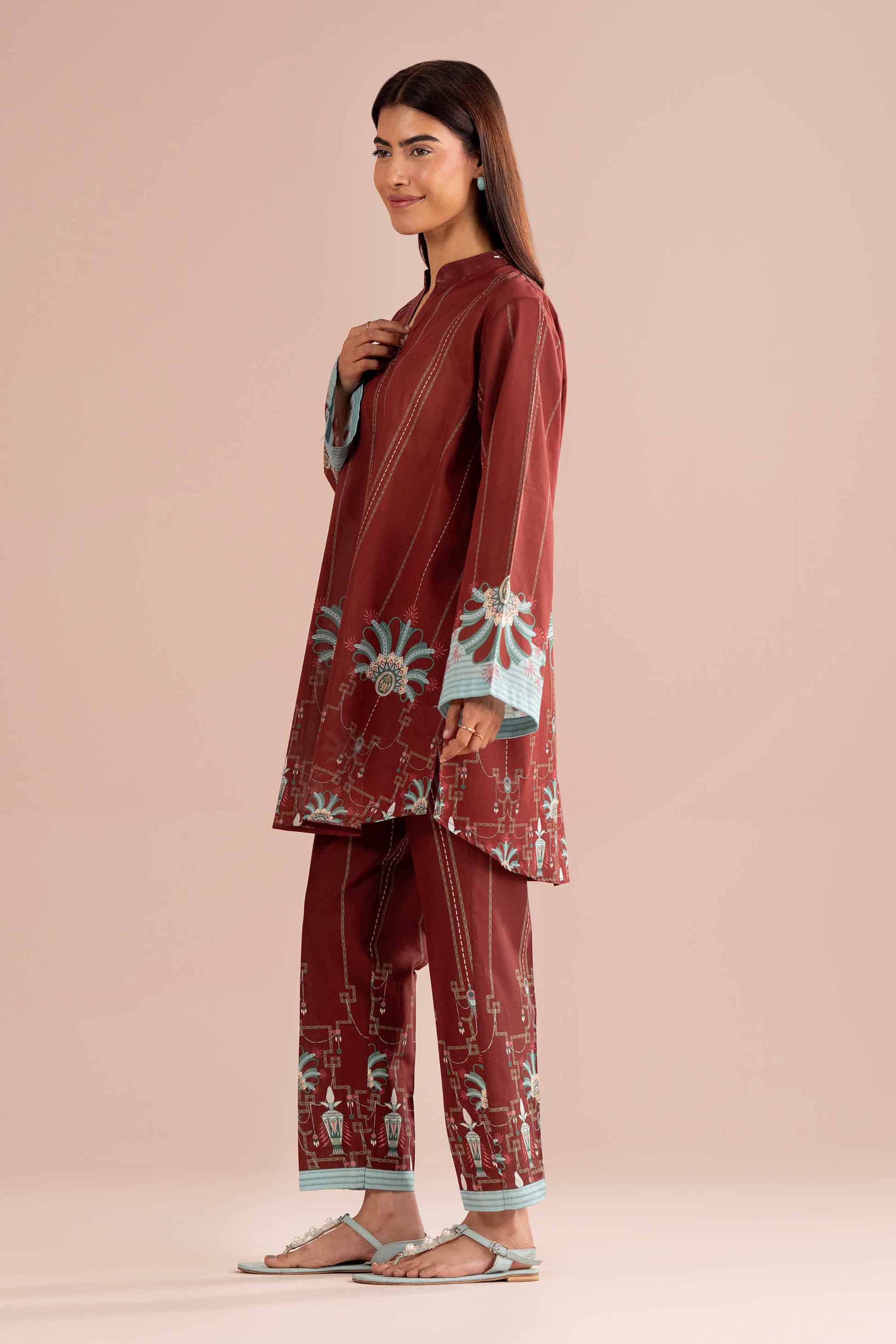 2 Piece - Printed Suit - PE26-279 Red Lawn 2PC Printed READY TO WEAR