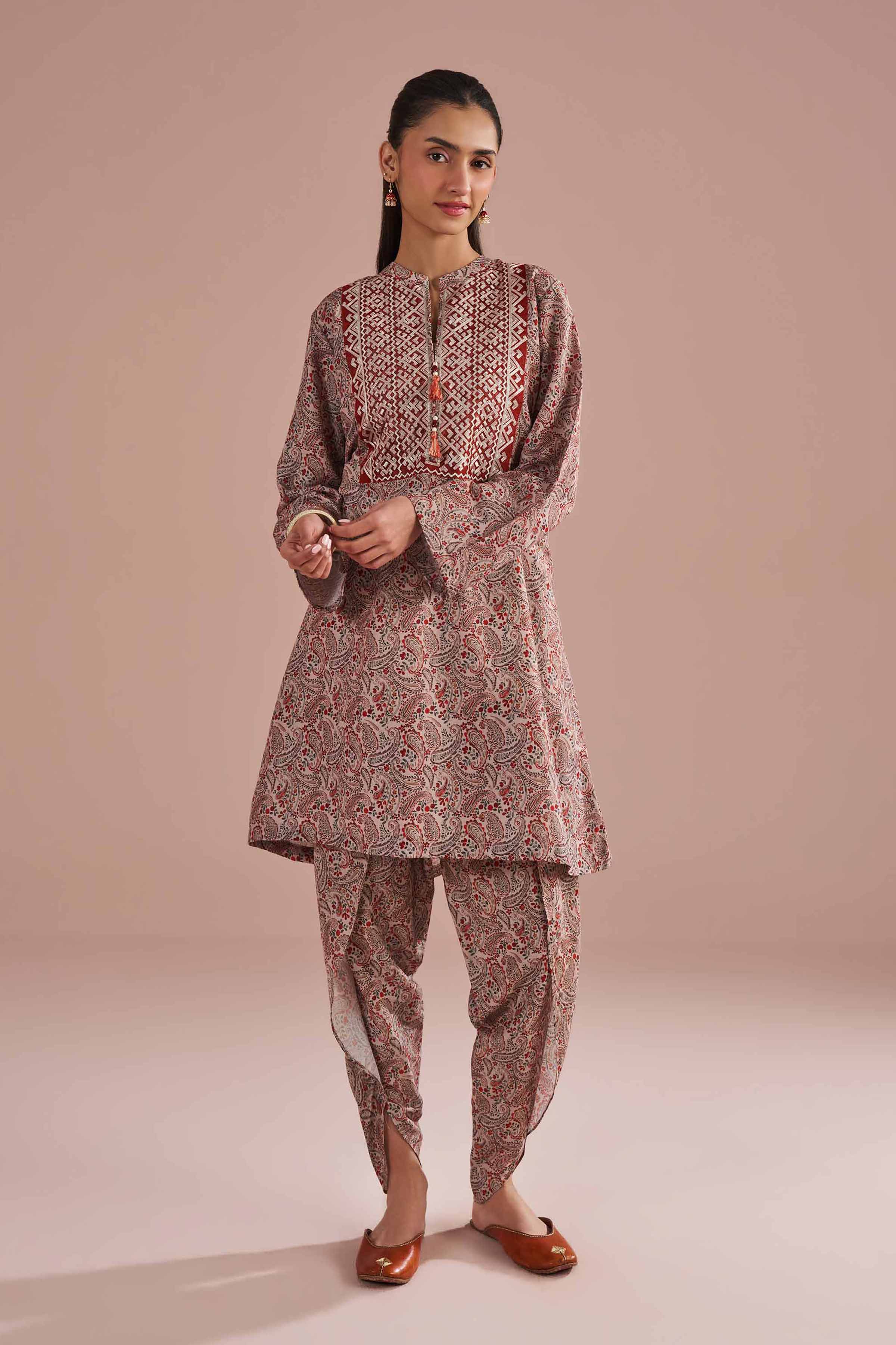 2 Piece - Printed Embroidered Suit - PE26-28
