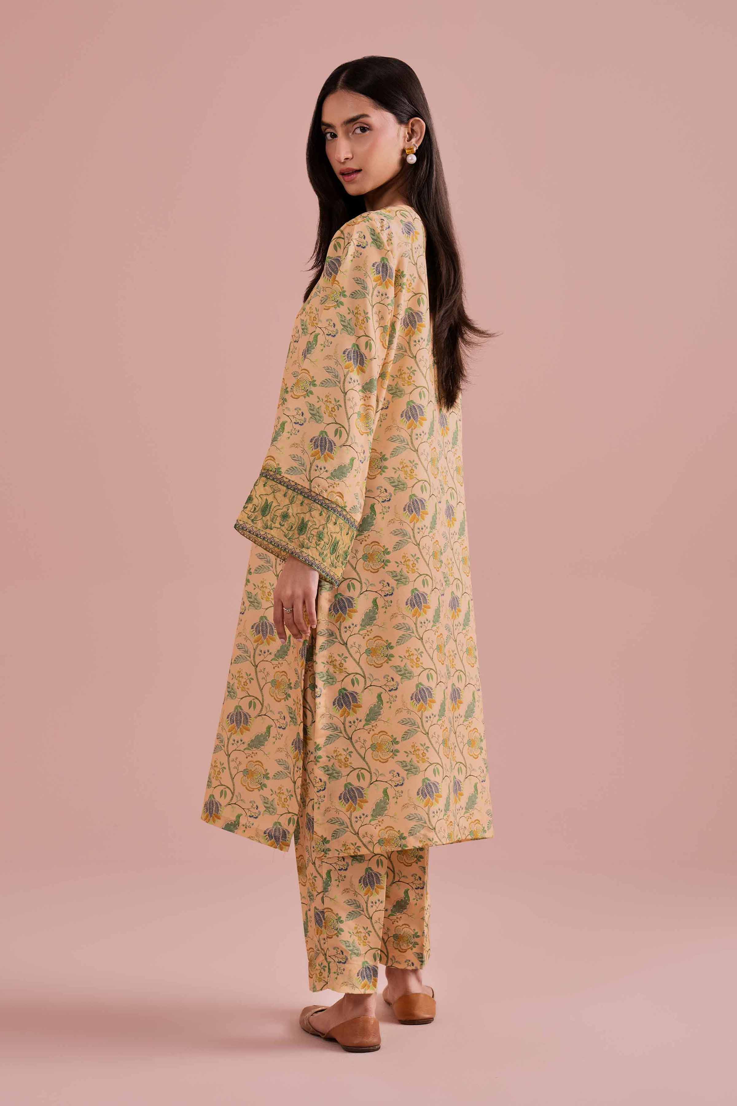 2 Piece - Printed Embroidered Suit - PE26-29 NishatUAE Yellow Lawn 2PC Embroidered Ready To Wear