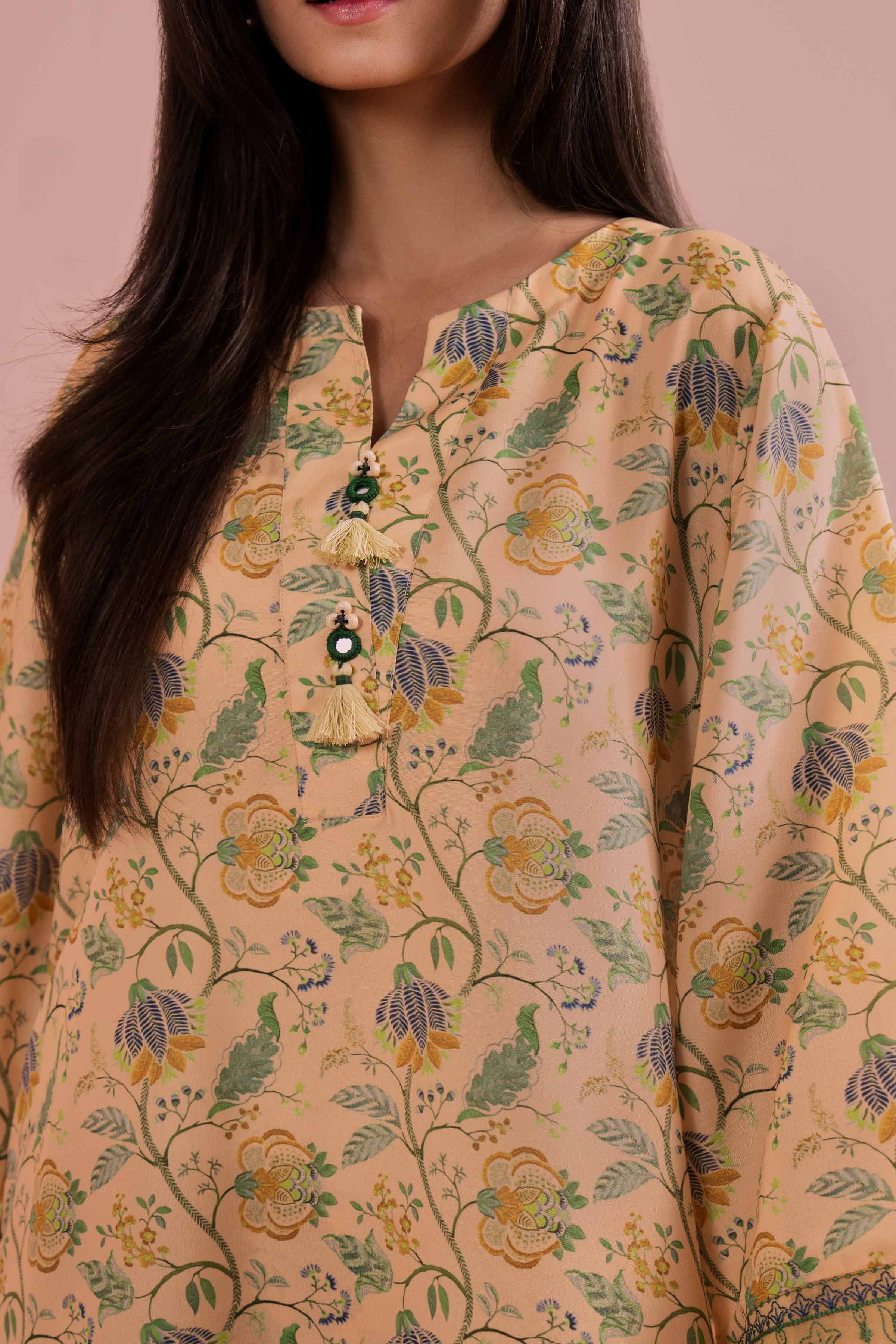 2 Piece - Printed Embroidered Suit - PE26-29 NishatUAE Yellow Lawn 2PC Embroidered Ready To Wear