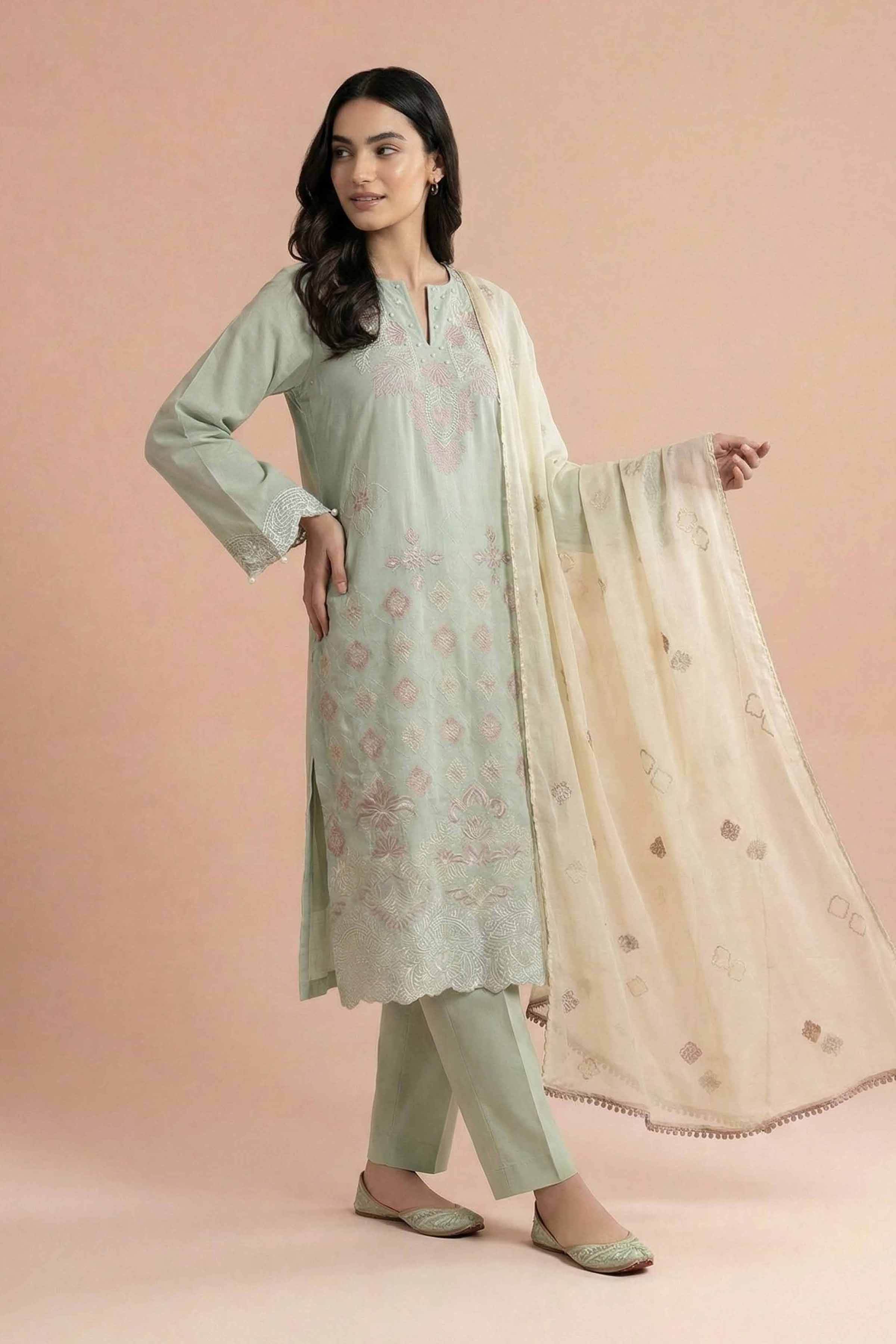 3 Piece - Embroidered Suit - PE26-298
