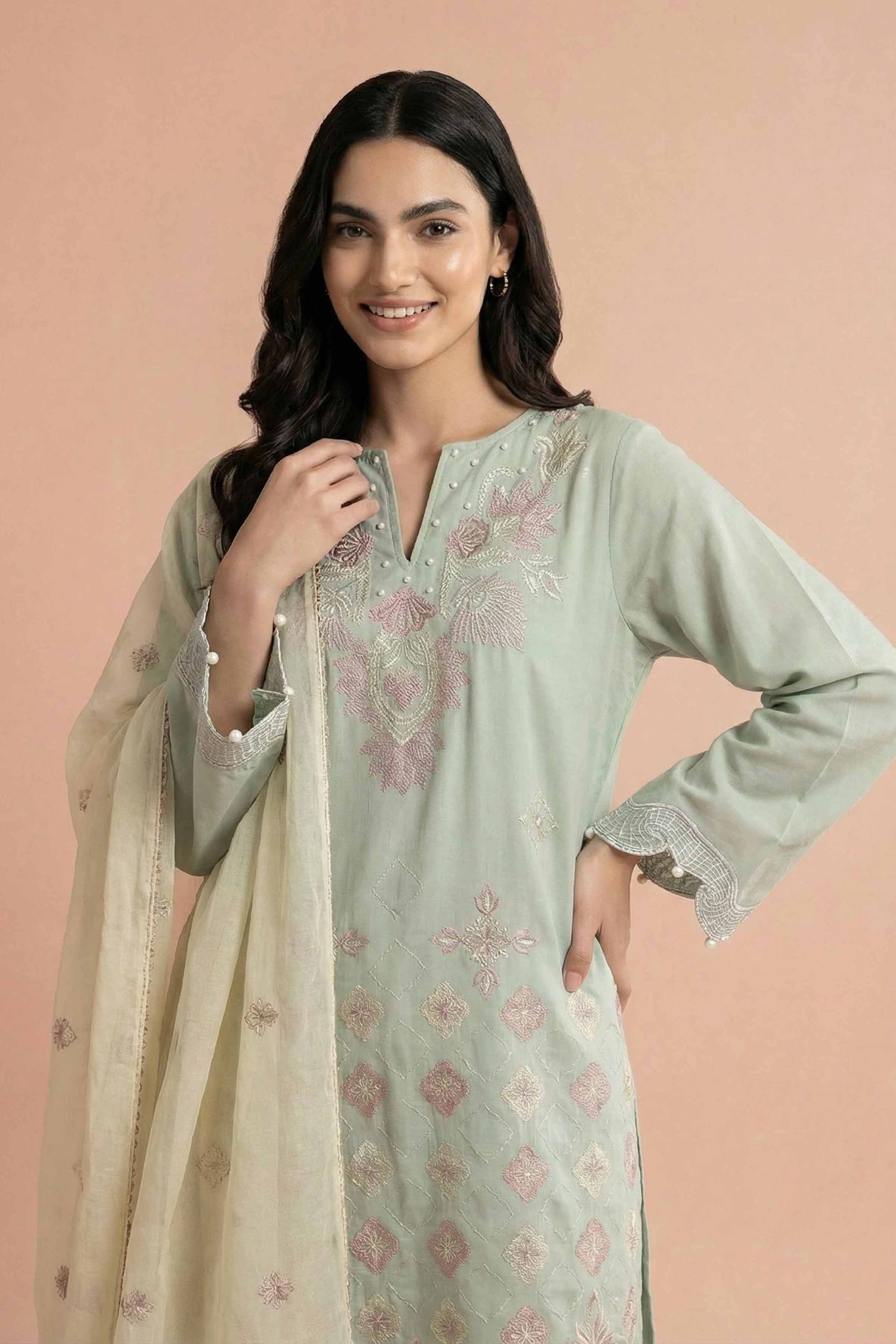 3 Piece - Embroidered Suit - PE26-298