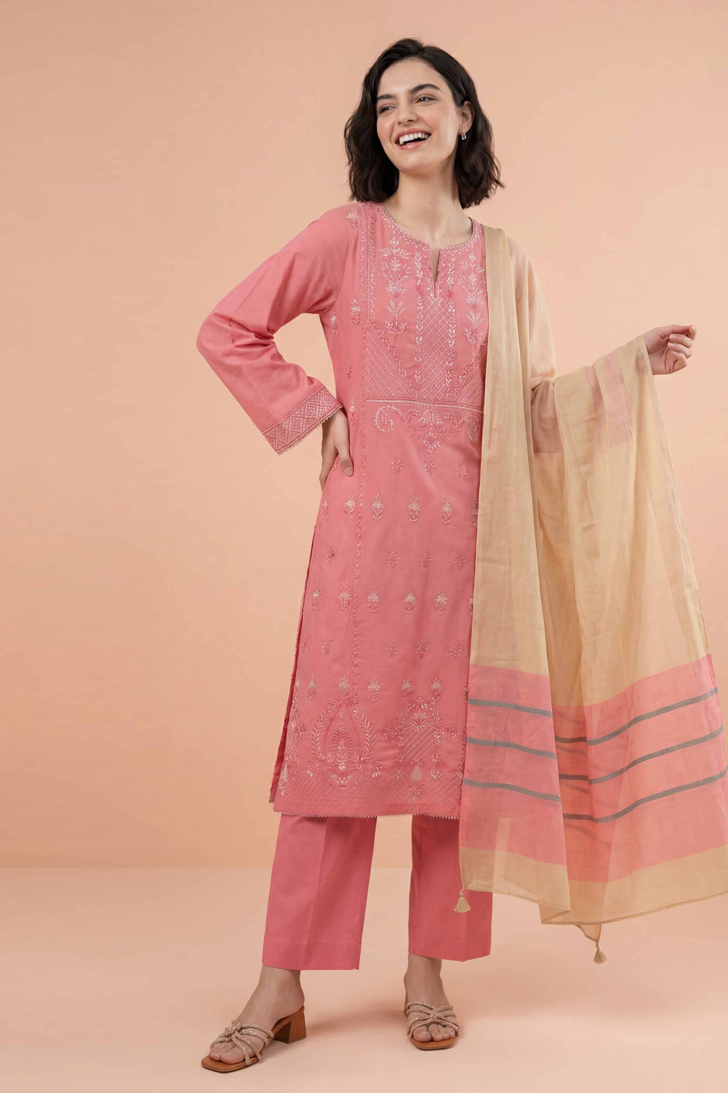 3 Piece - Embroidered Suit - PE26-312