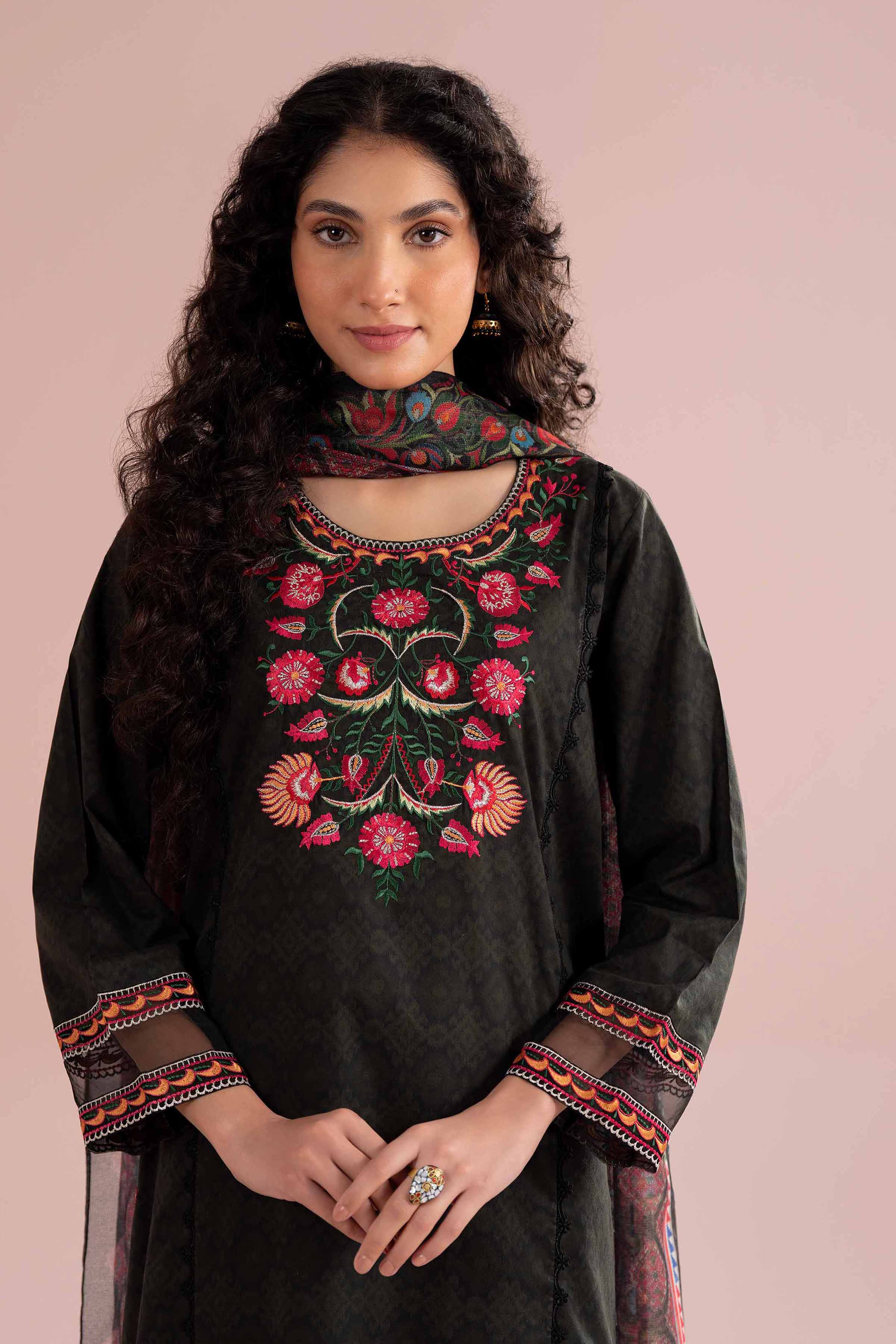 3 Piece - Embroidered Suit - PE26-329 Black Lawn 3PC Embroidered READY TO WEAR