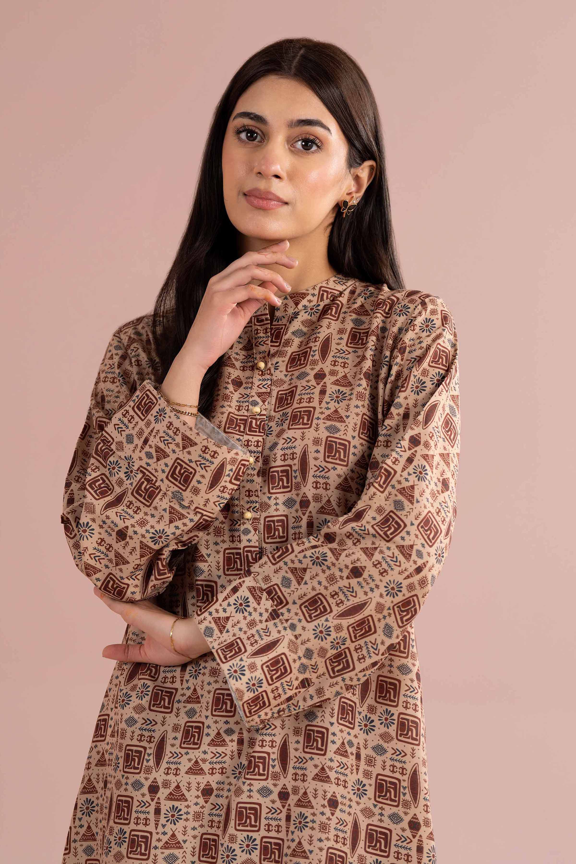 2 Piece - Printed Suit - PE26-347 Brown Lawn 2PC Printed