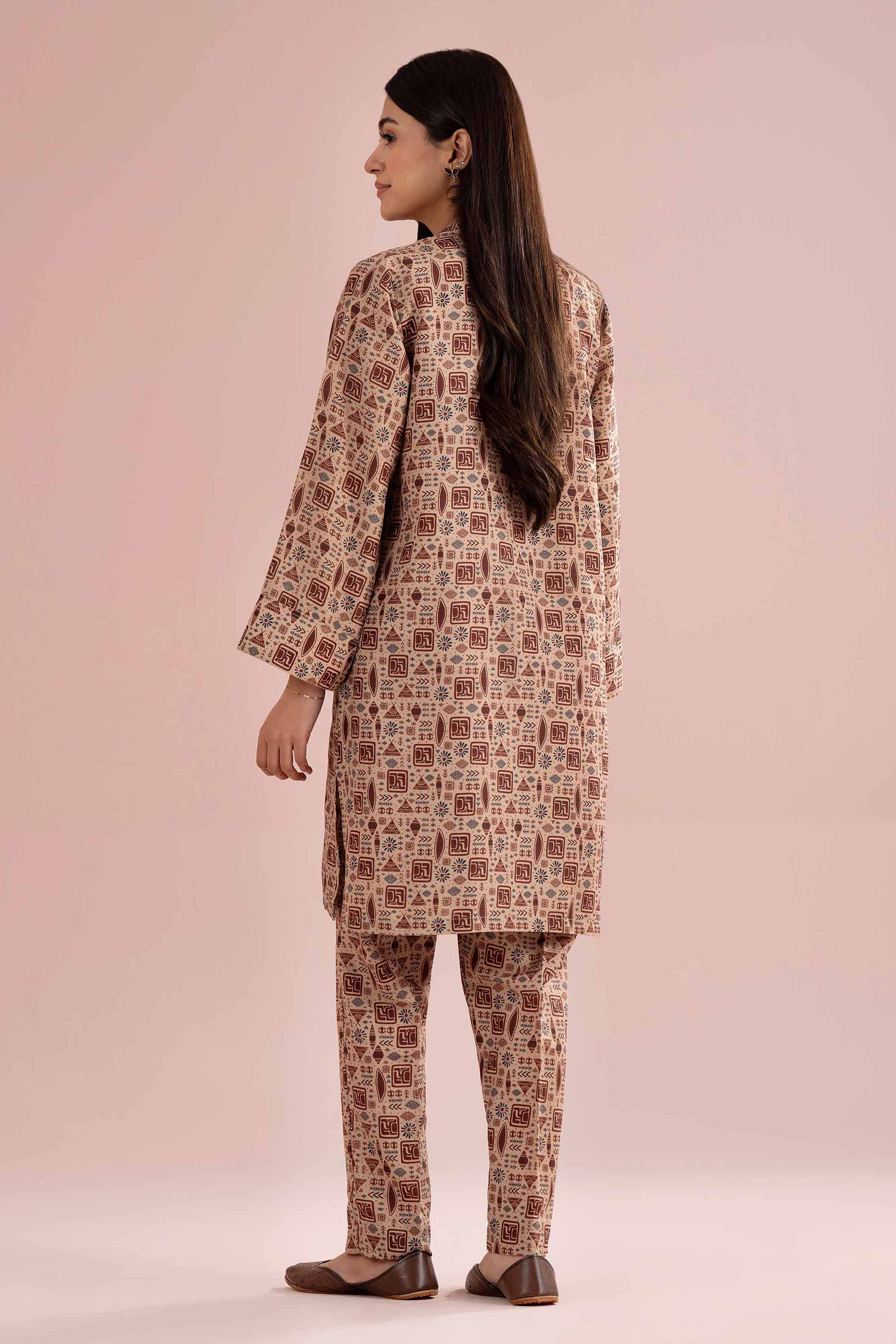 2 Piece - Printed Suit - PE26-347 Brown Lawn 2PC Printed