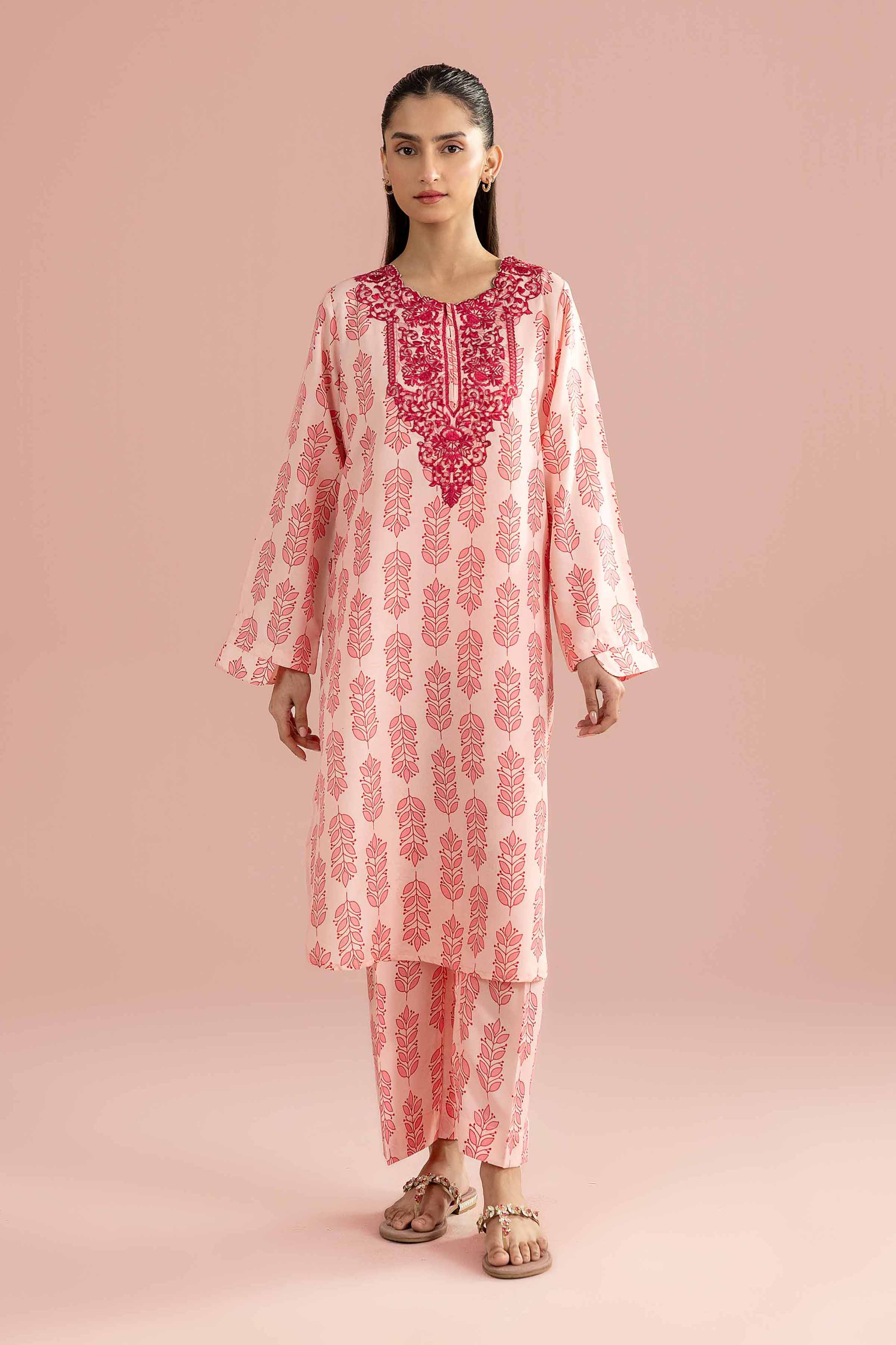 2 Piece - Printed Embroidered Suit - PE26-351