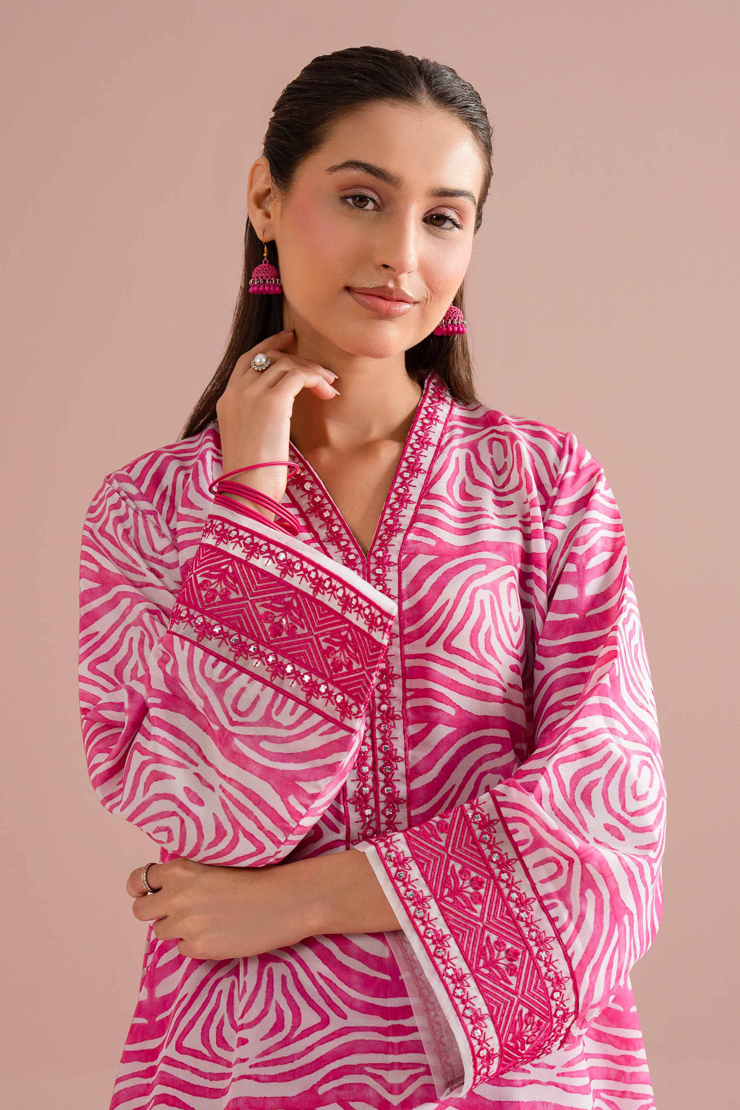 2 Piece - Printed Embroidered Suit - PE26-357