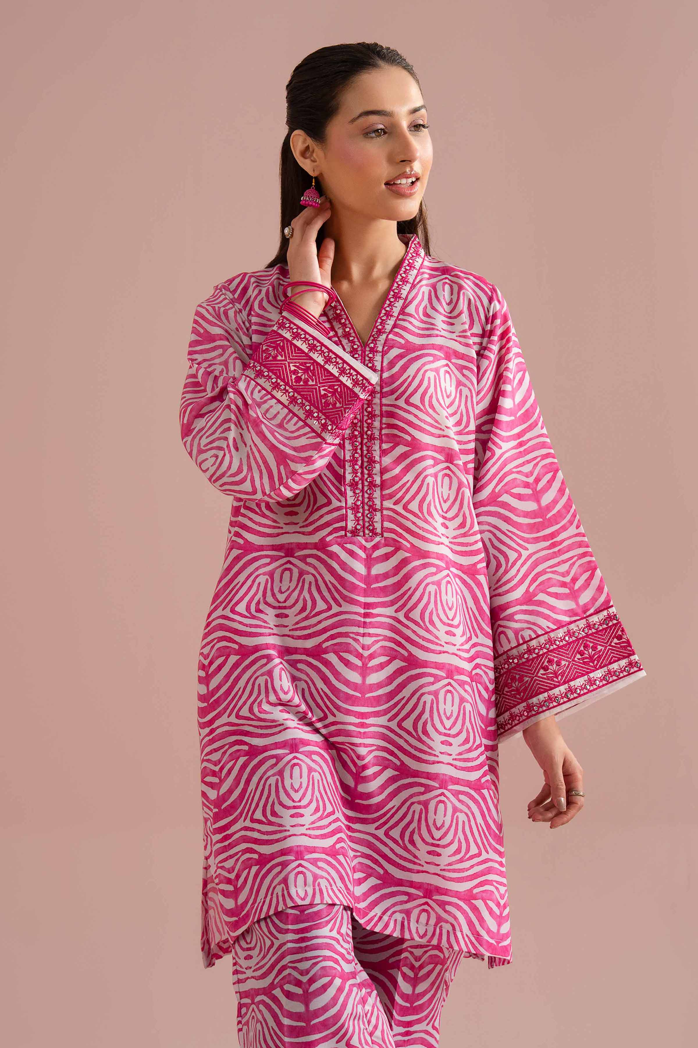 2 Piece - Printed Embroidered Suit - PE26-357