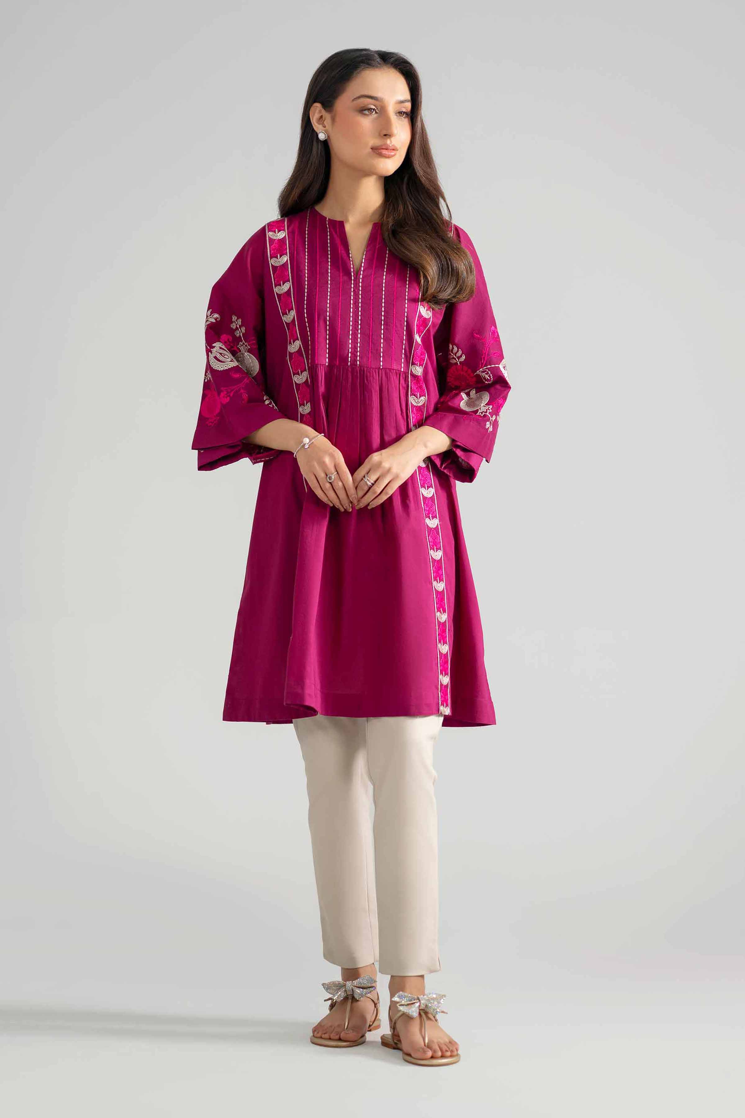 Embroidered Frock - PE26-368 Purple Cambric 1PC Embroidered READY TO WEAR