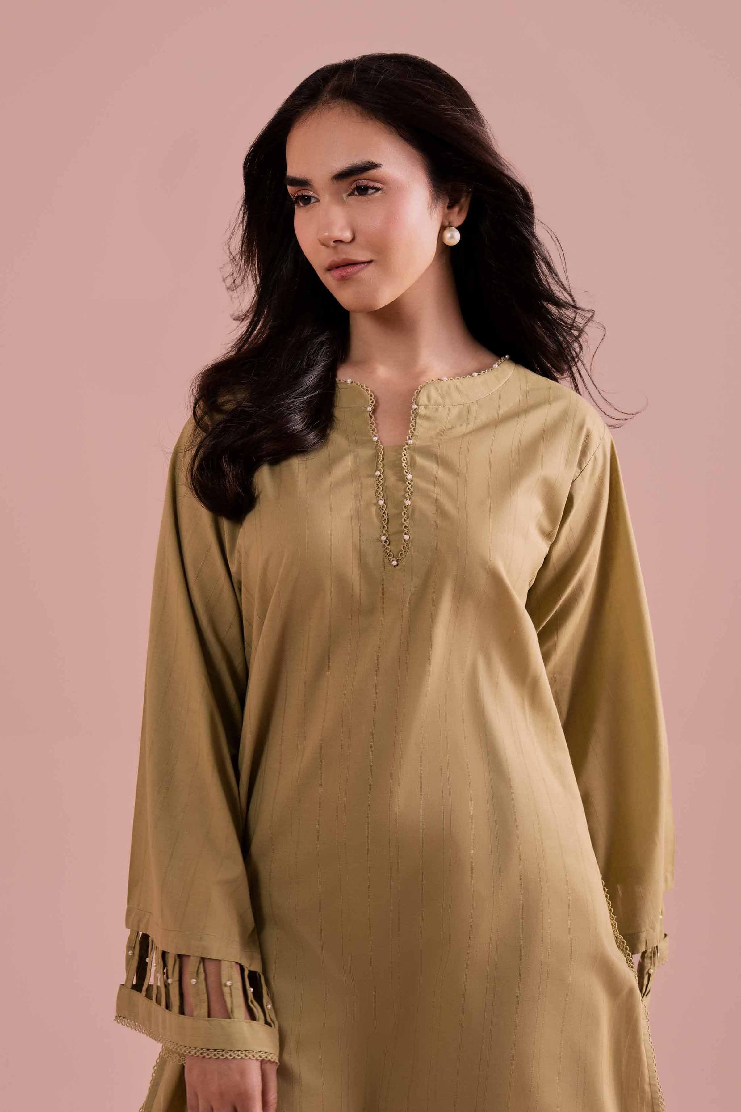 2 Piece - Basic Suit - PE26-37 NishatUAE Green Dobby 2PC Solids Ready To Wear