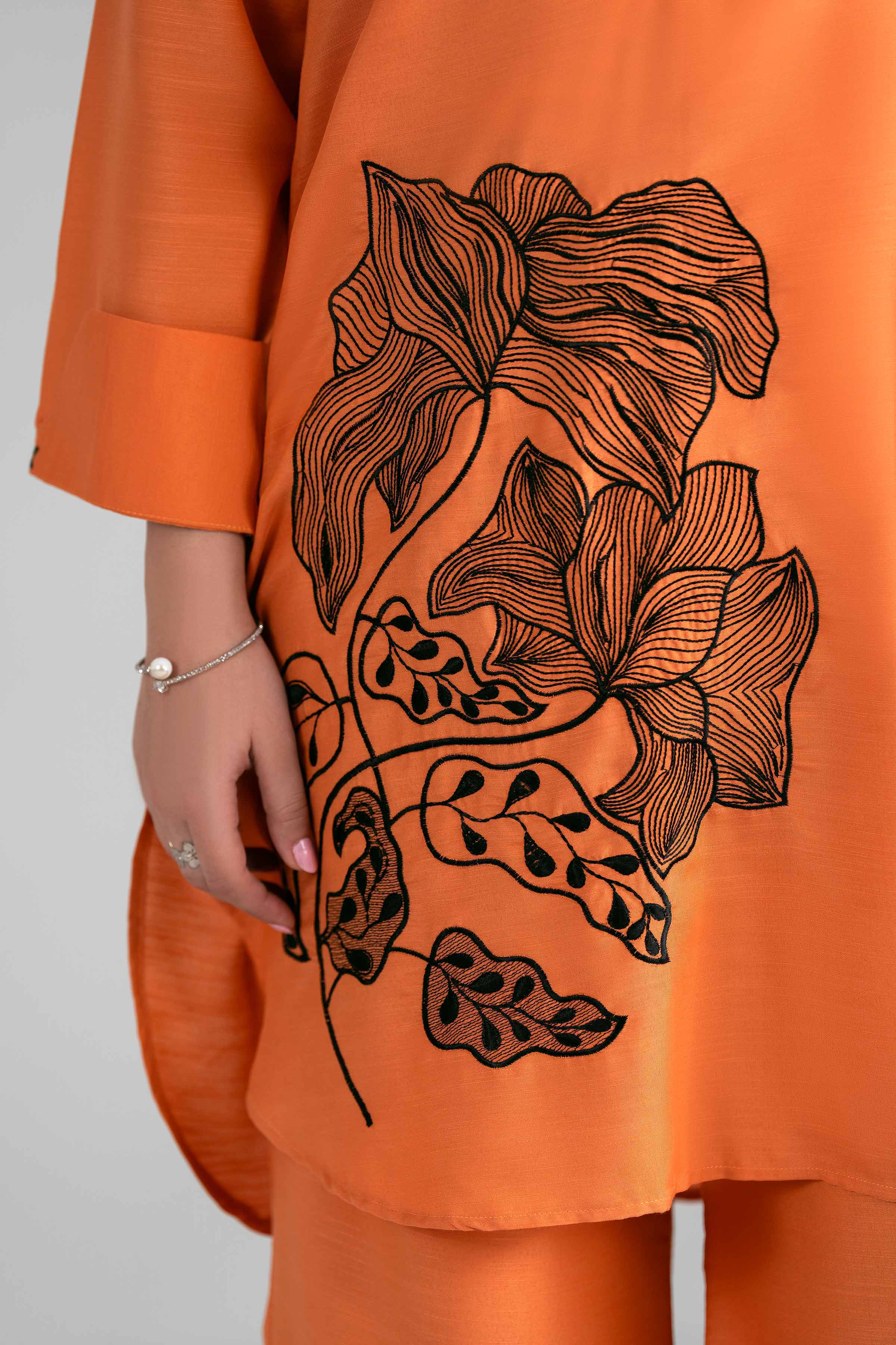 2 Piece - Embroidered Suit - PE26-394 Orange Lawn 2PC Embroidered READY TO WEAR