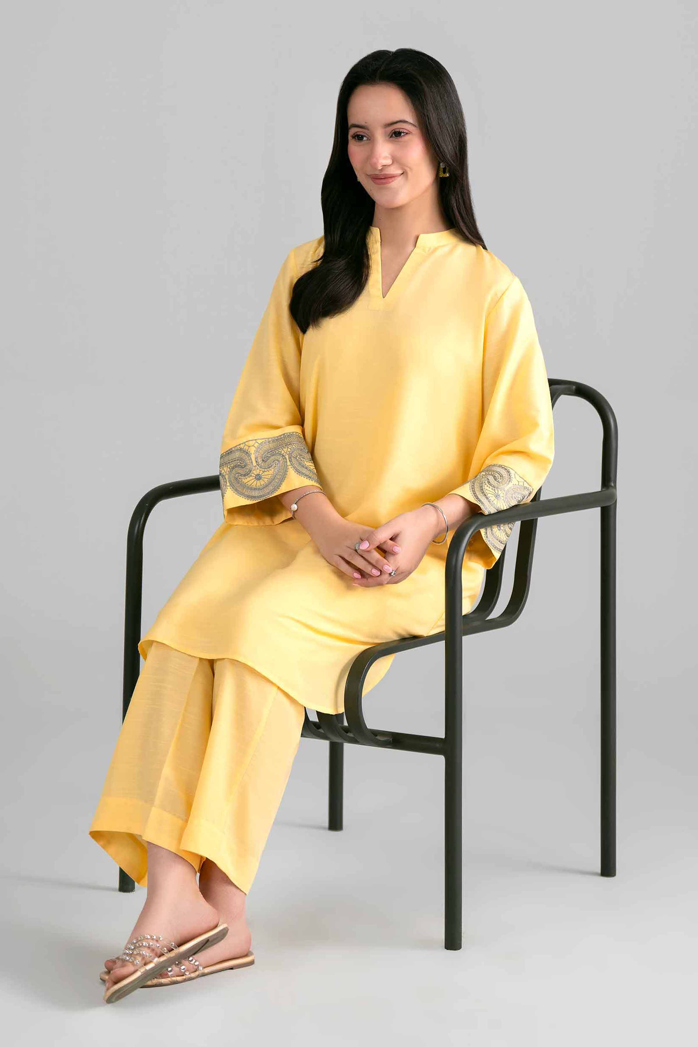 2 Piece - Embroidered Suit - PE26-396 Yellow Lawn 2PC Embroidered READY TO WEAR