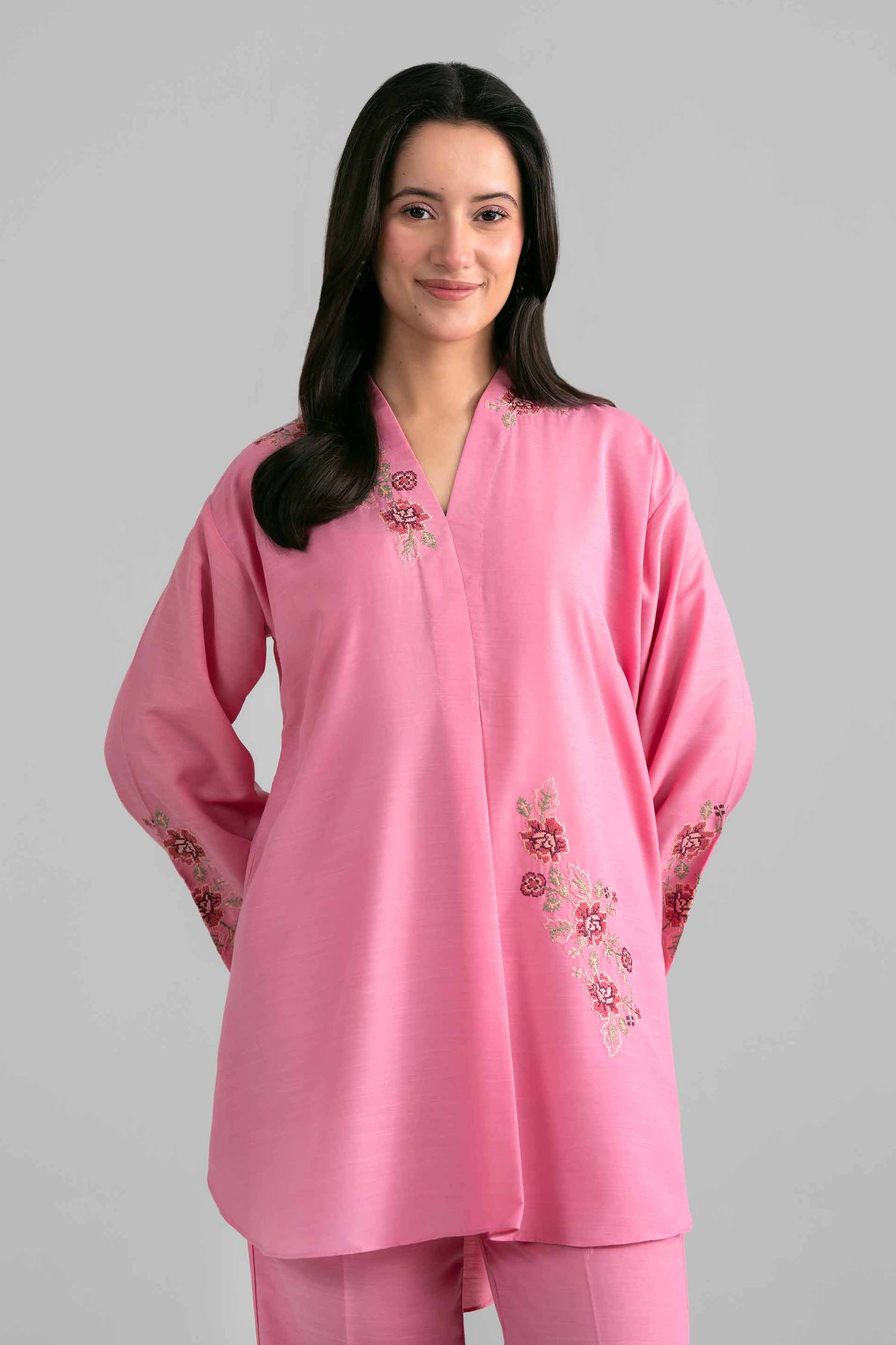 2 Piece - Embroidered Suit - PE26-401 Pink Lawn 2PC Embroidered READY TO WEAR