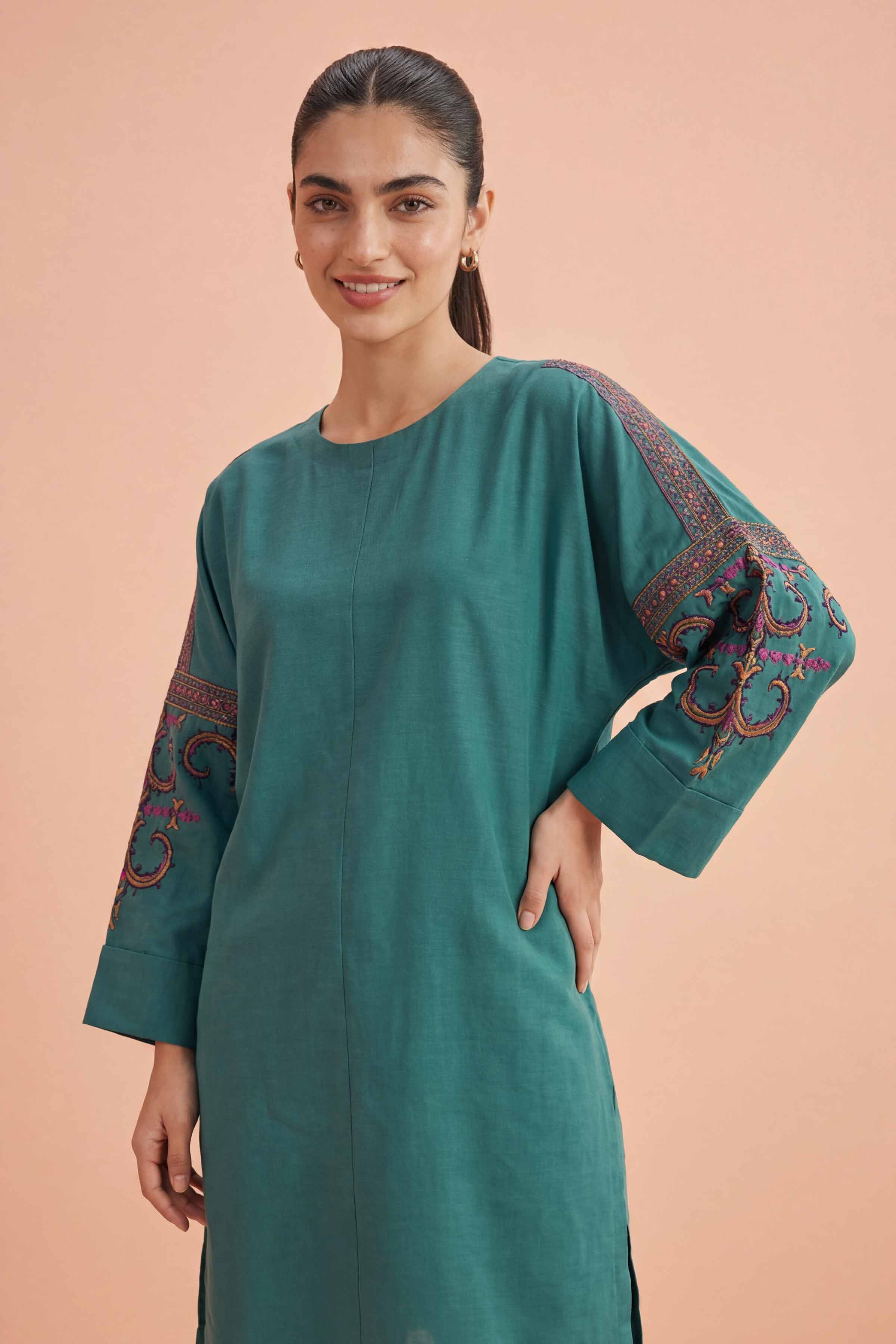 2 Piece - Embroidered Suit - PE26-408 Green Lawn 2PC Embroidered