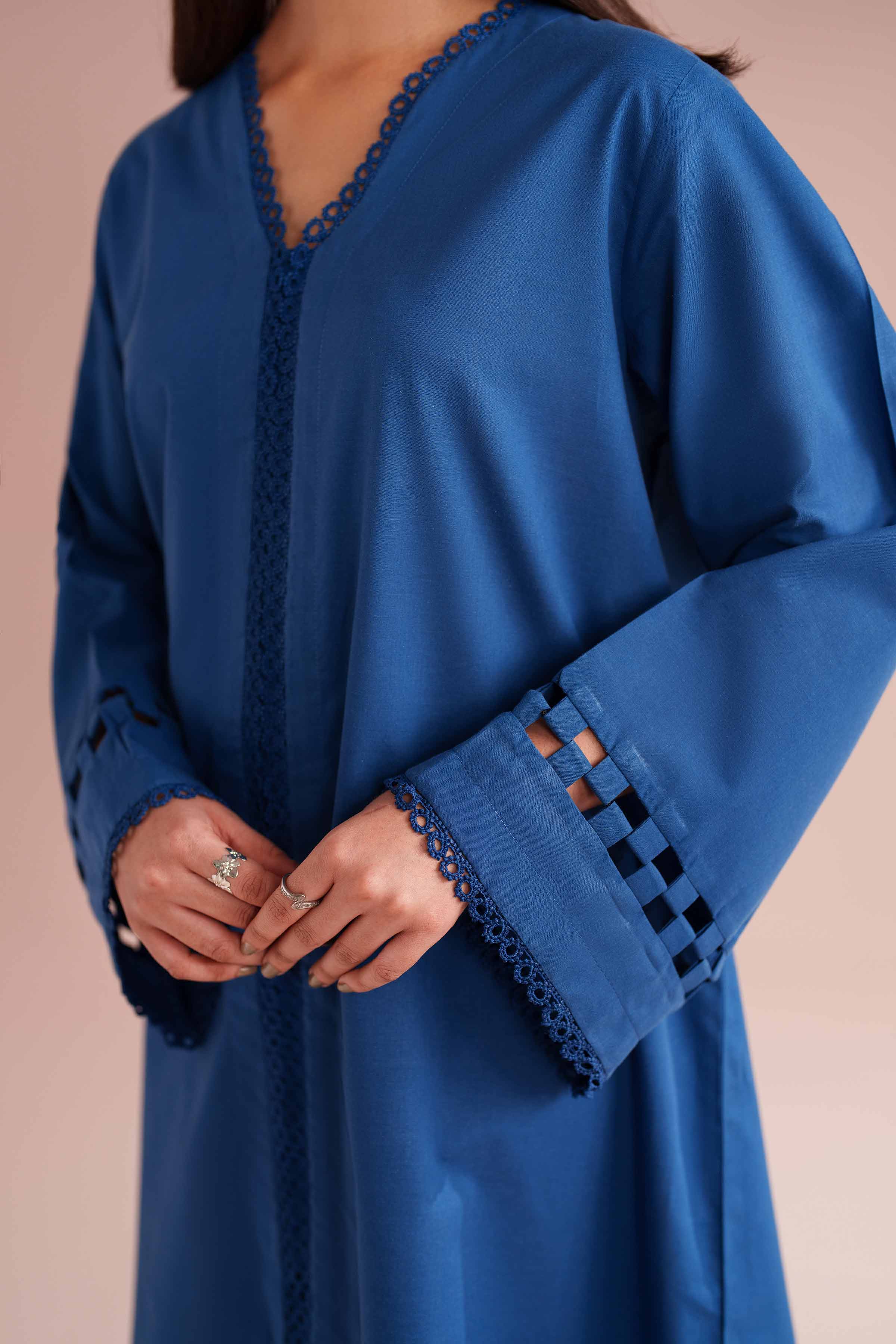 2 Piece - Basic Suit - PE26-41 NishatUAE Blue Cambric 2PC Solids Ready To Wear