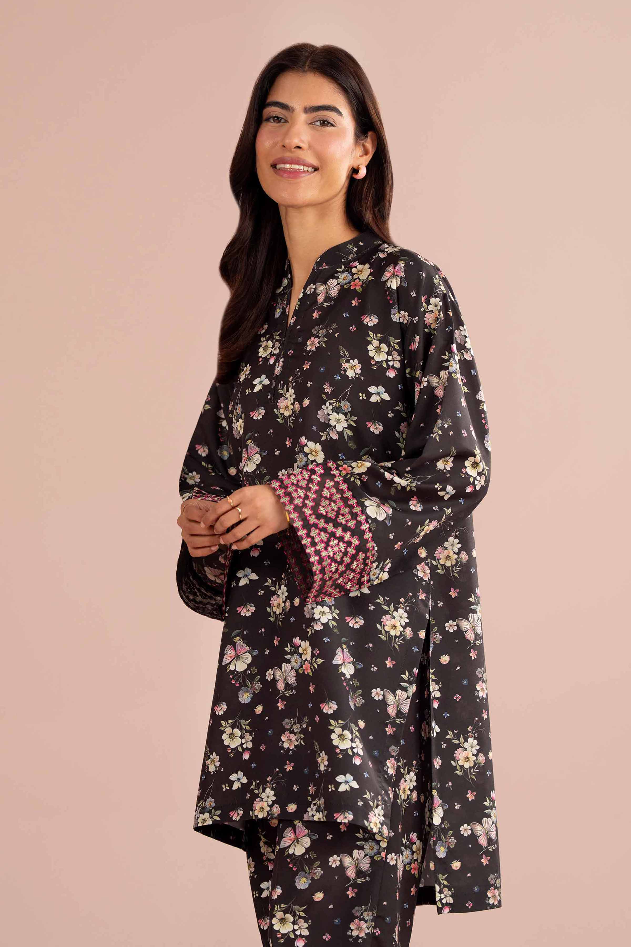 2 Piece - Printed Embroidered Suit - PE26-414 Black Lawn 2PC Embroidered