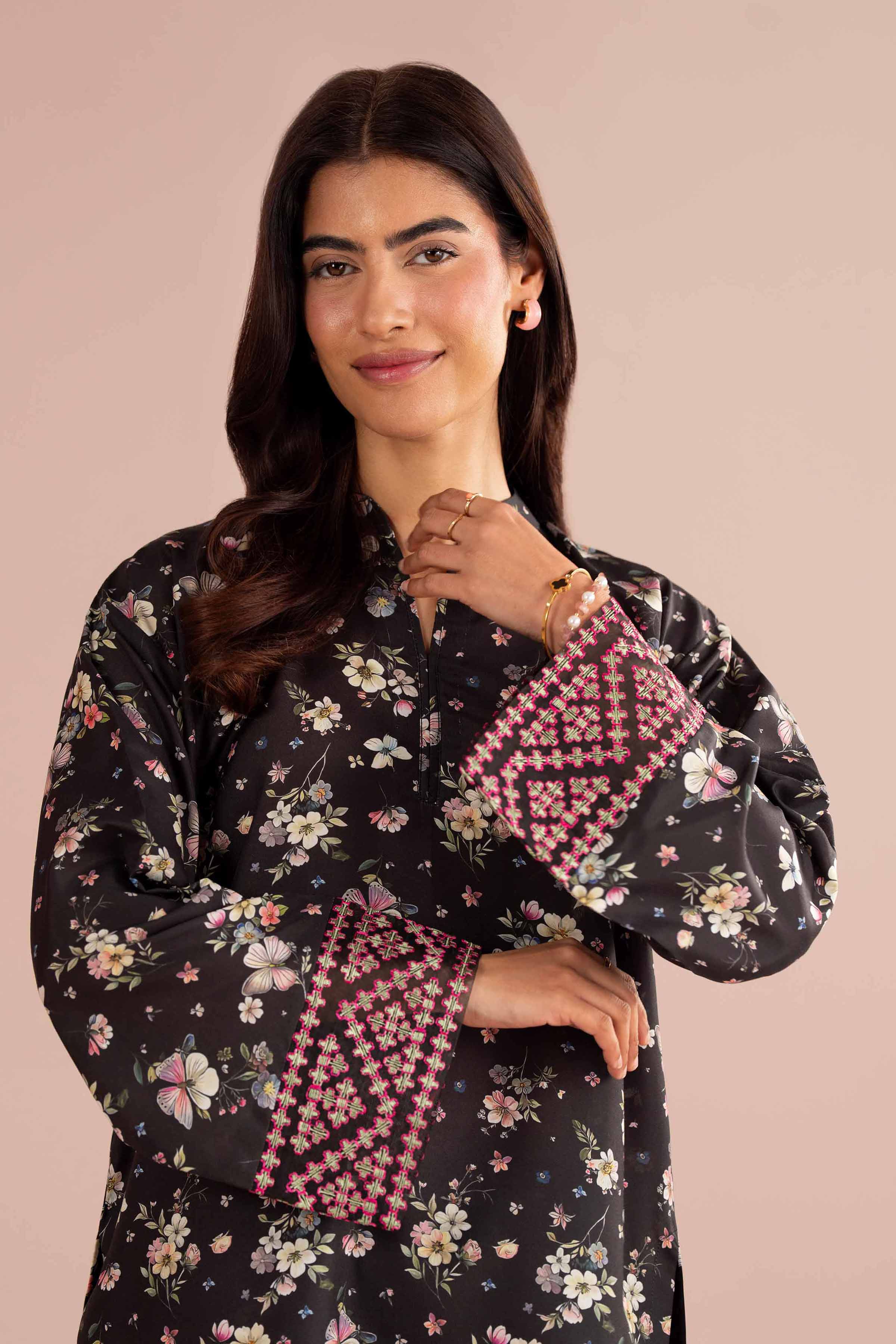 2 Piece - Printed Embroidered Suit - PE26-414 Black Lawn 2PC Embroidered