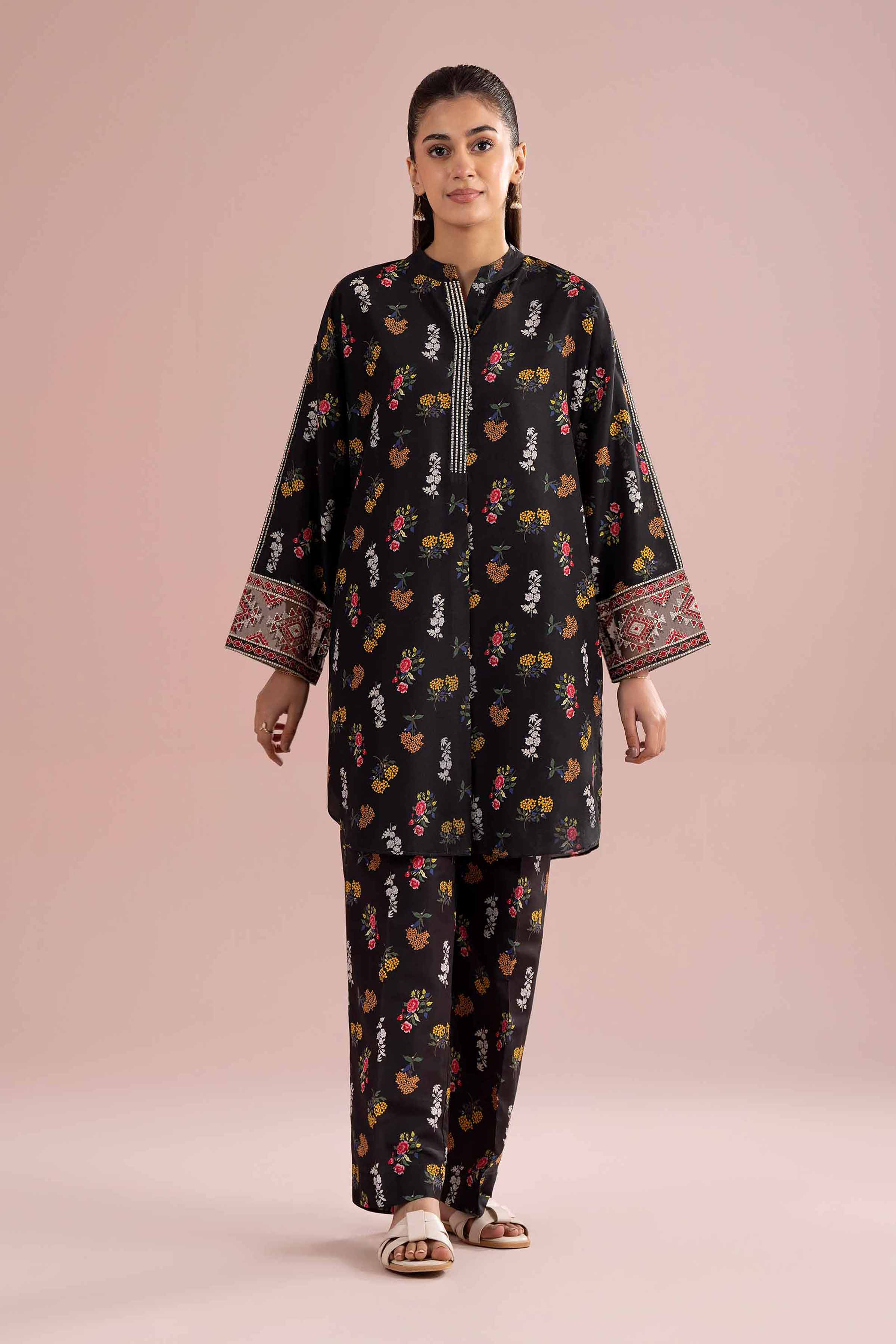 2 Piece - Printed Embroidered Suit - PE26-417 Black Lawn 2PC Embroidered