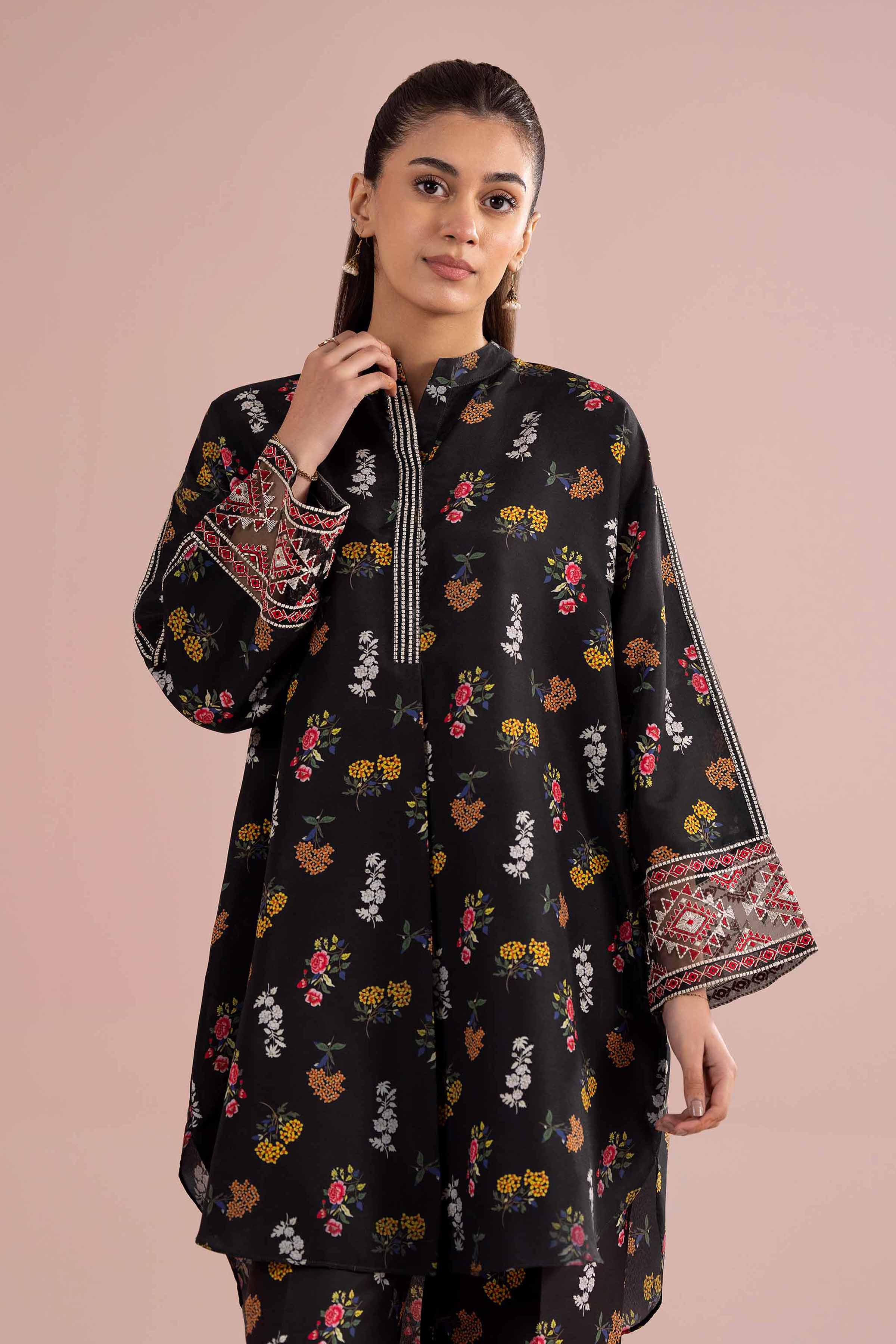2 Piece - Printed Embroidered Suit - PE26-417 Black Lawn 2PC Embroidered