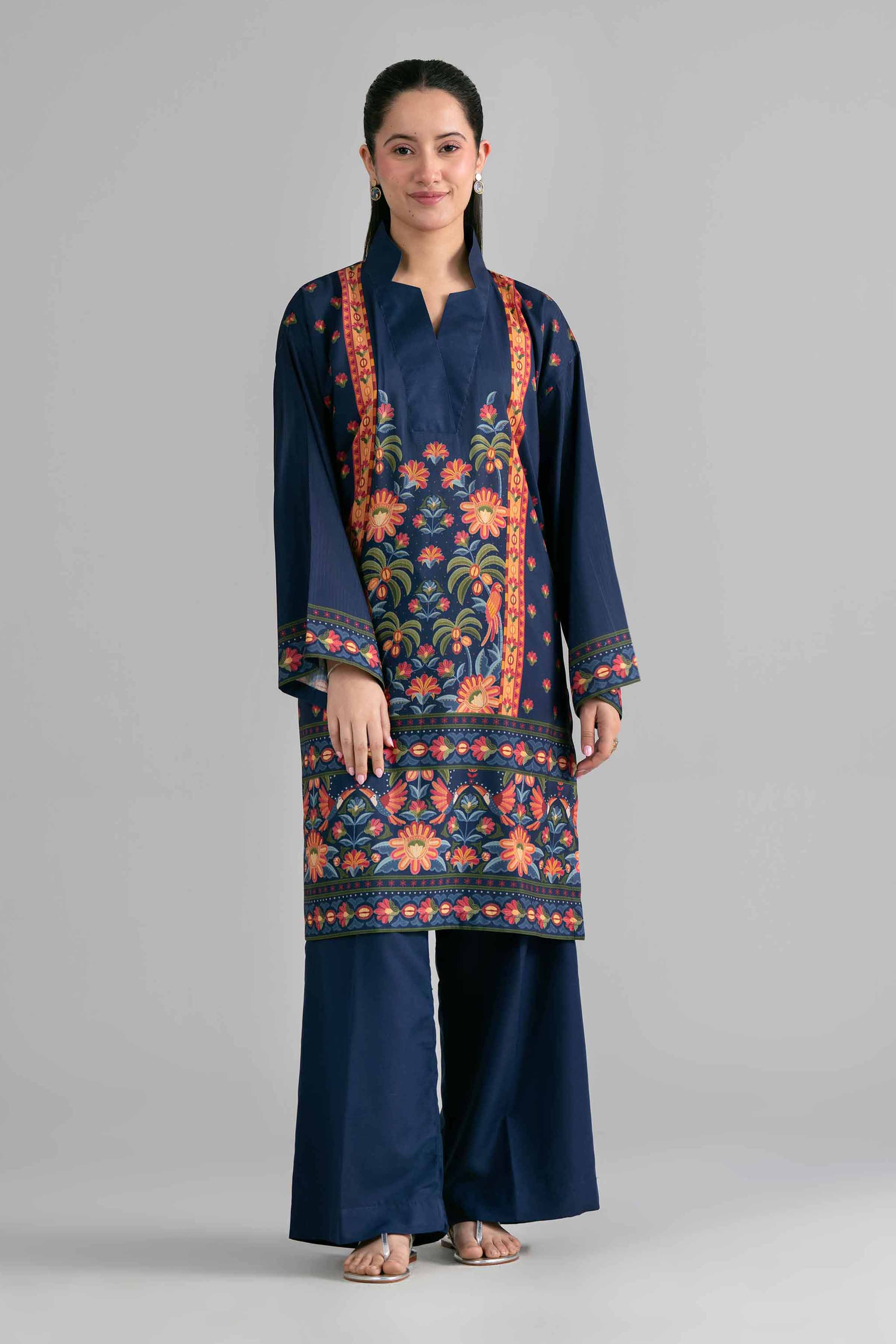 2 Piece - Printed Suit - PE26-480 Blue Linen 2PC Printed READY TO WEAR
