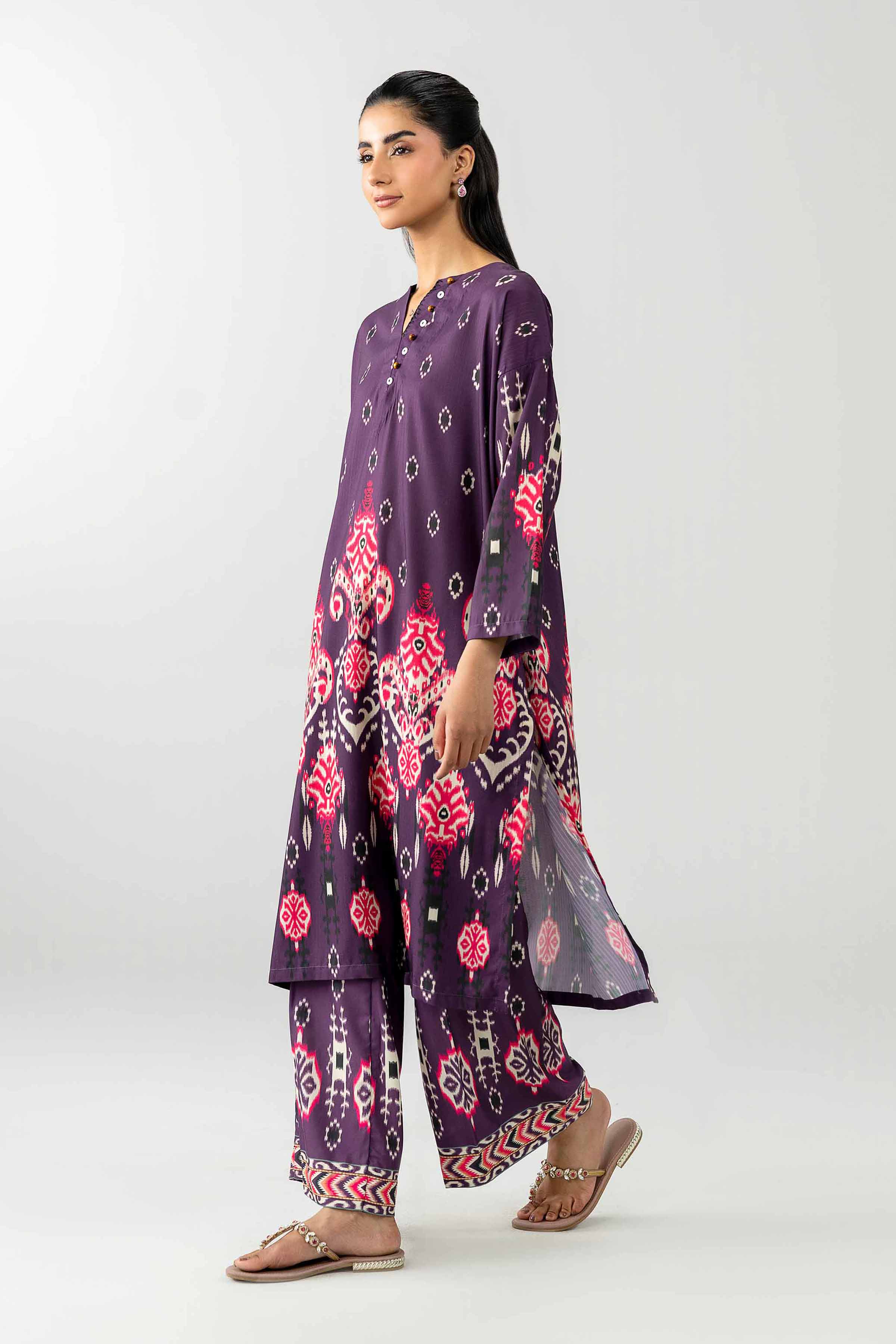 2 Piece - Printed Embroidered Suit - PE26-482