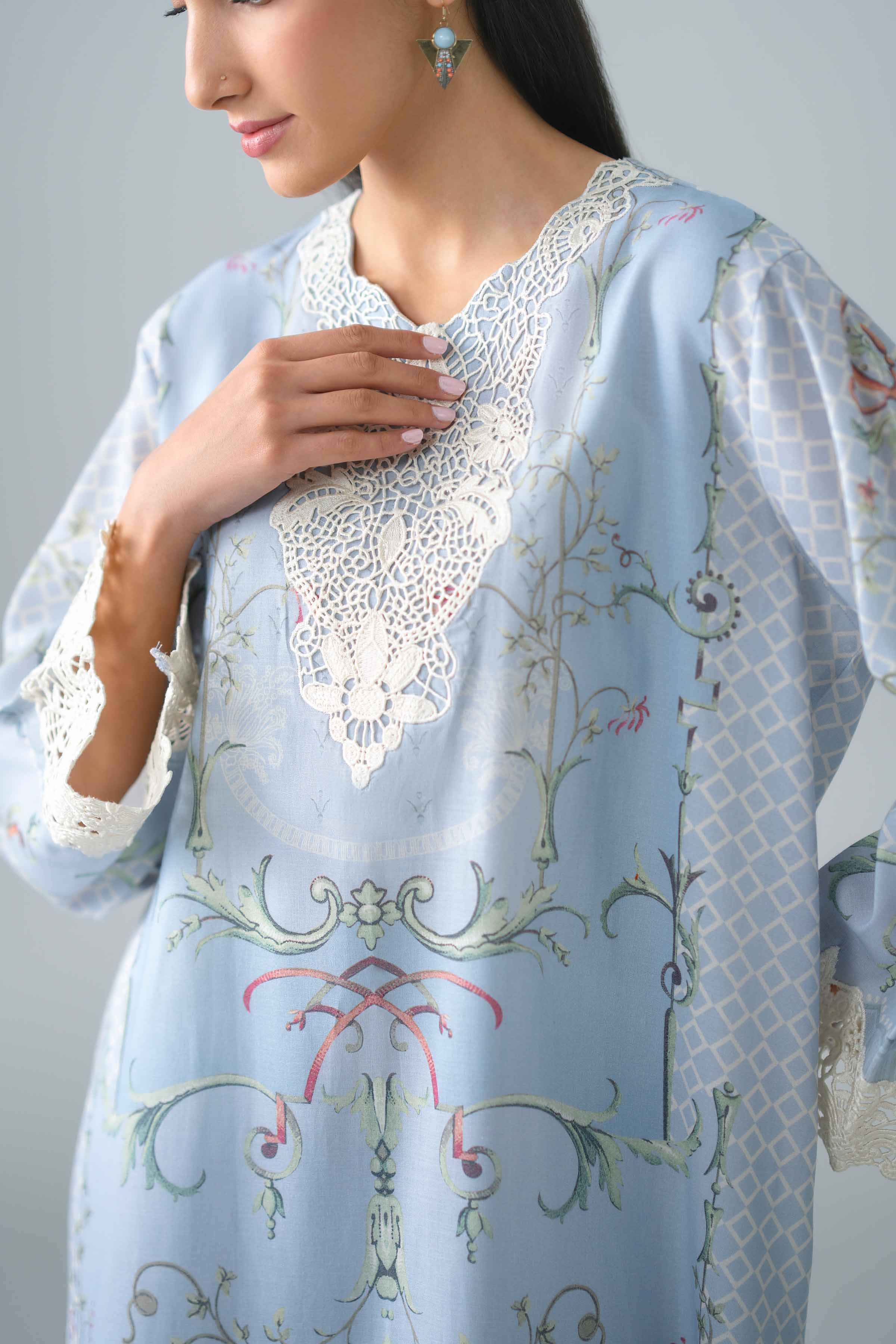 2 Piece - Printed Embroidered Suit - PE26-484