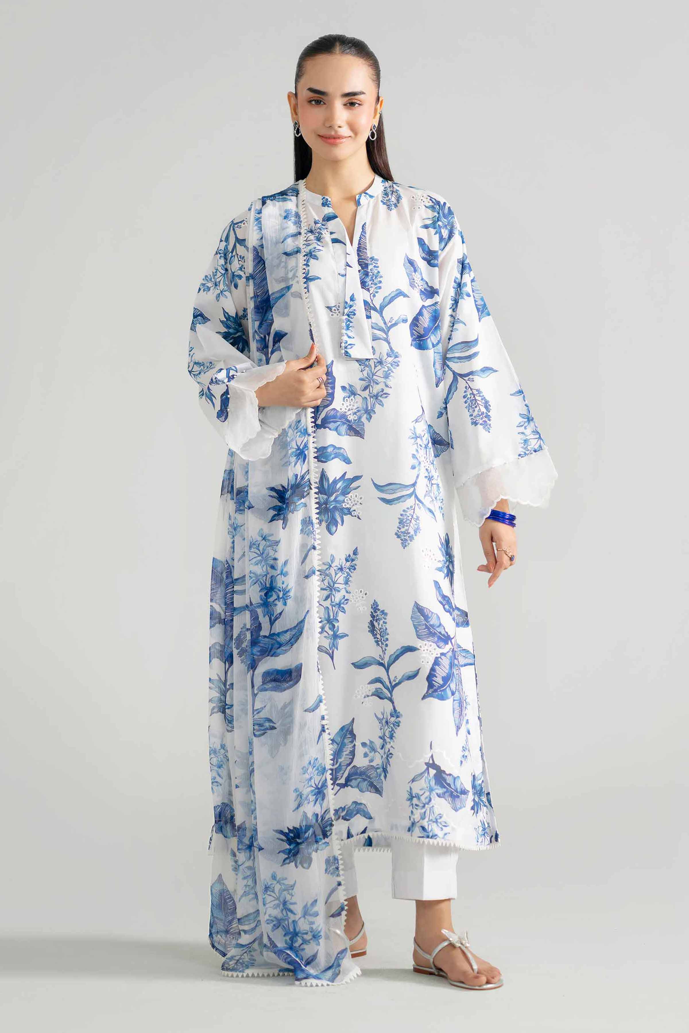 3 Piece - Printed Embroidered Suit - PE26-494