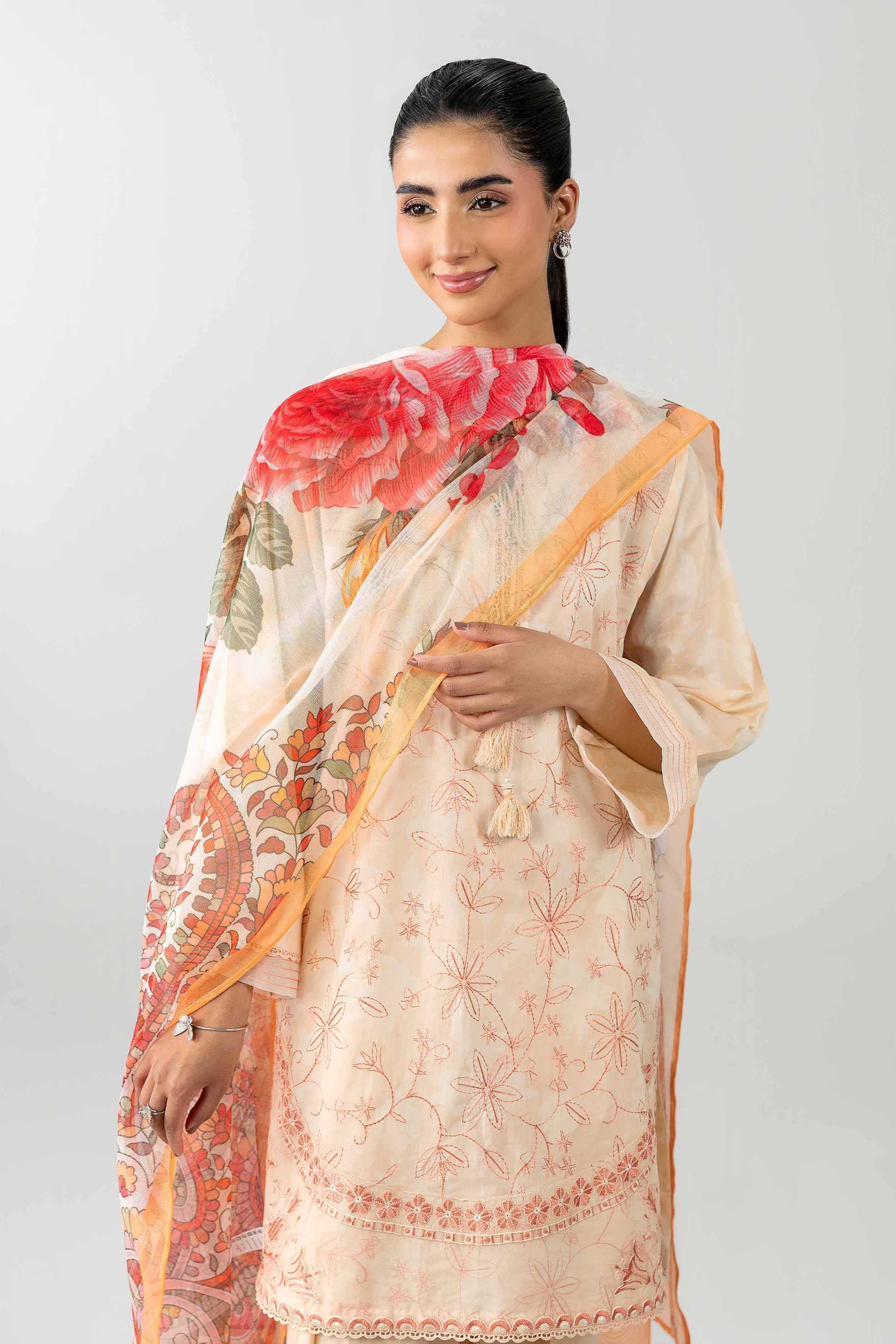 3 Piece - Printed Embroidered Suit - PE26-500