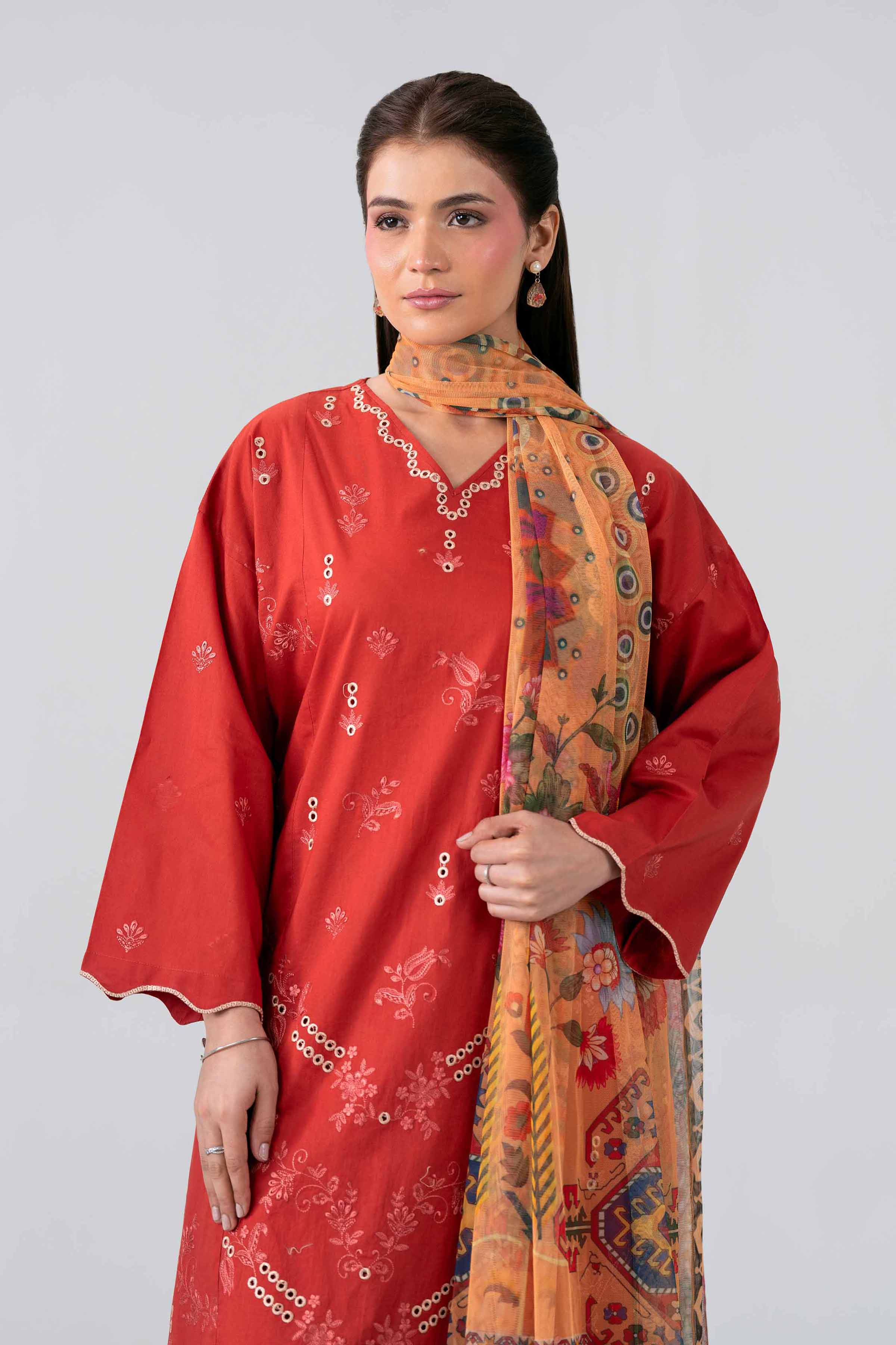 3 Piece - Printed Embroidered Suit - PE26-513